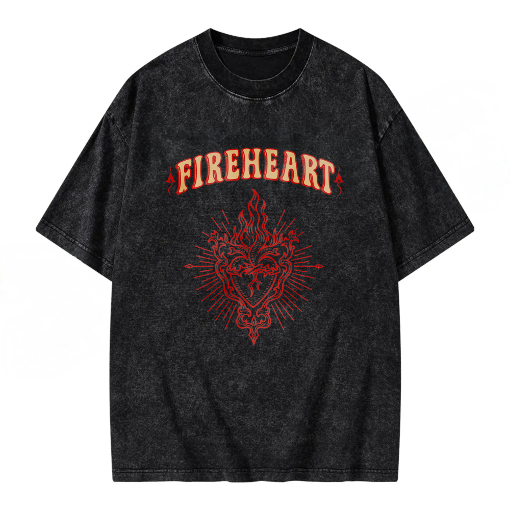 Unisex Washable T-shirt Fireheart Dragon Flame Design Print