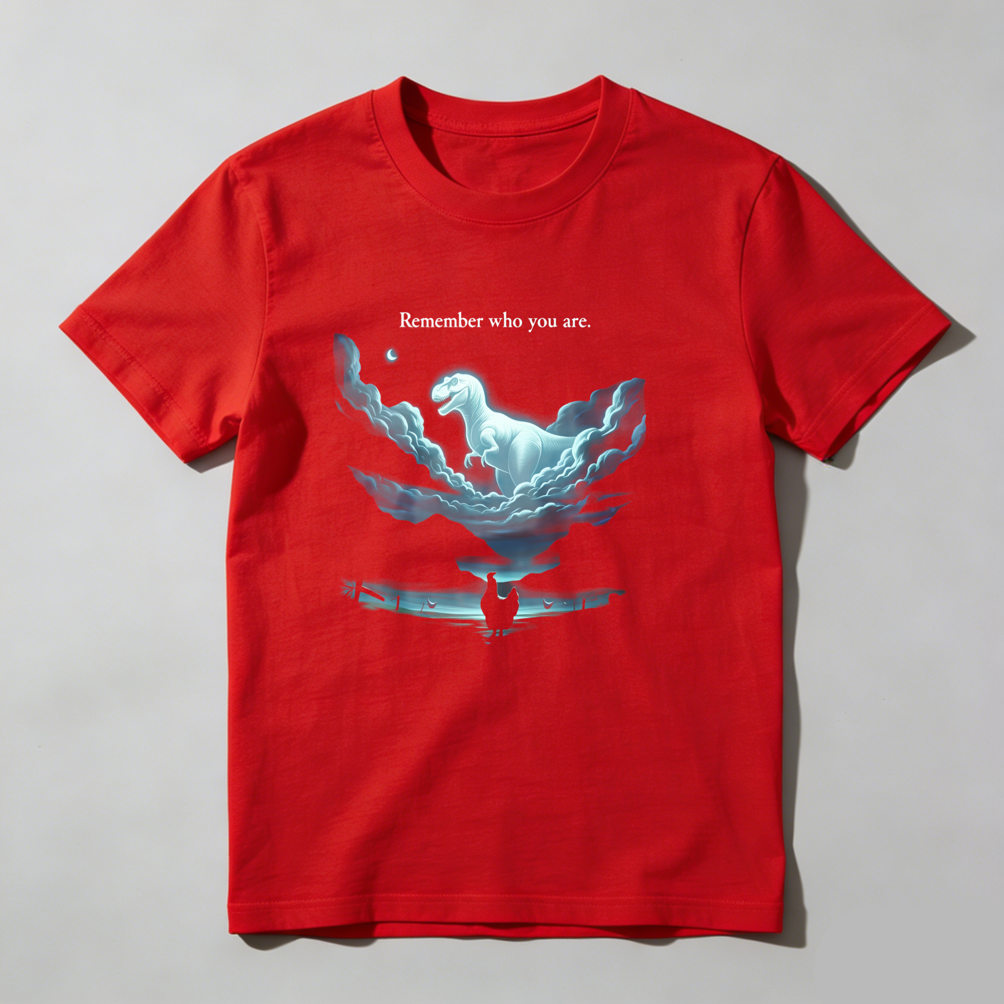 Dragon In Clouds Above Water Reflection tshirt 100% cotton