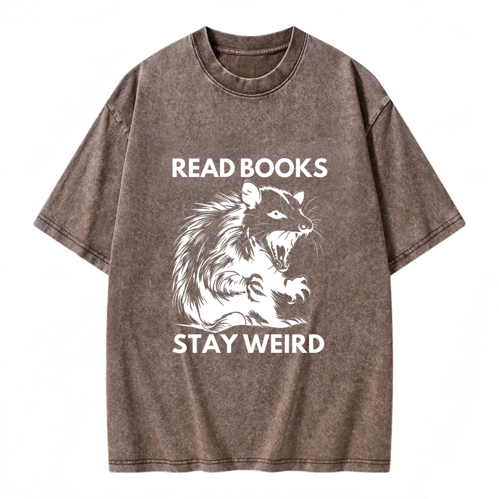 Unisex Washable T-shirt Read Books Stay Weird Rat