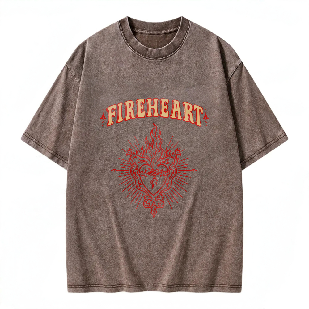 Unisex Washable T-shirt Fireheart Dragon Flame Design Print