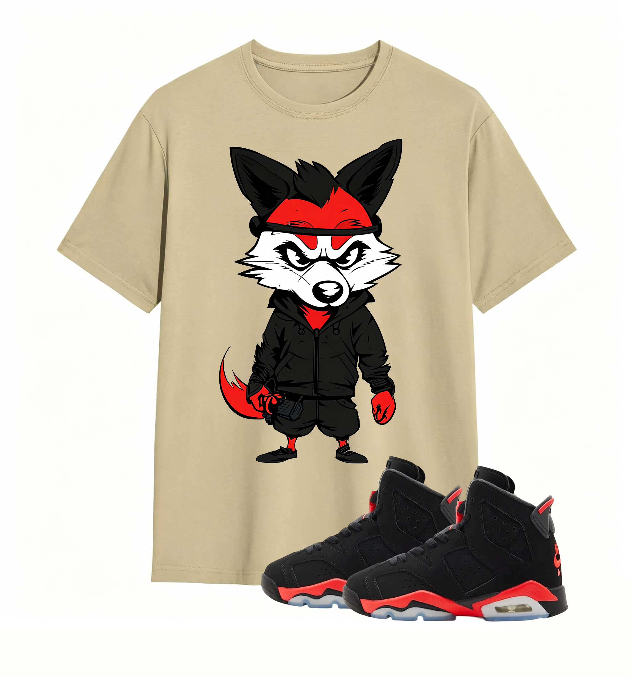 Red Black Fox Print Jordan 6 Flex