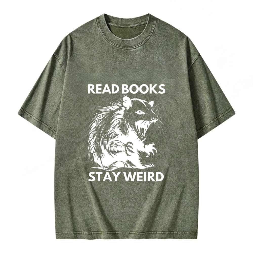 Unisex Washable T-shirt Read Books Stay Weird Rat