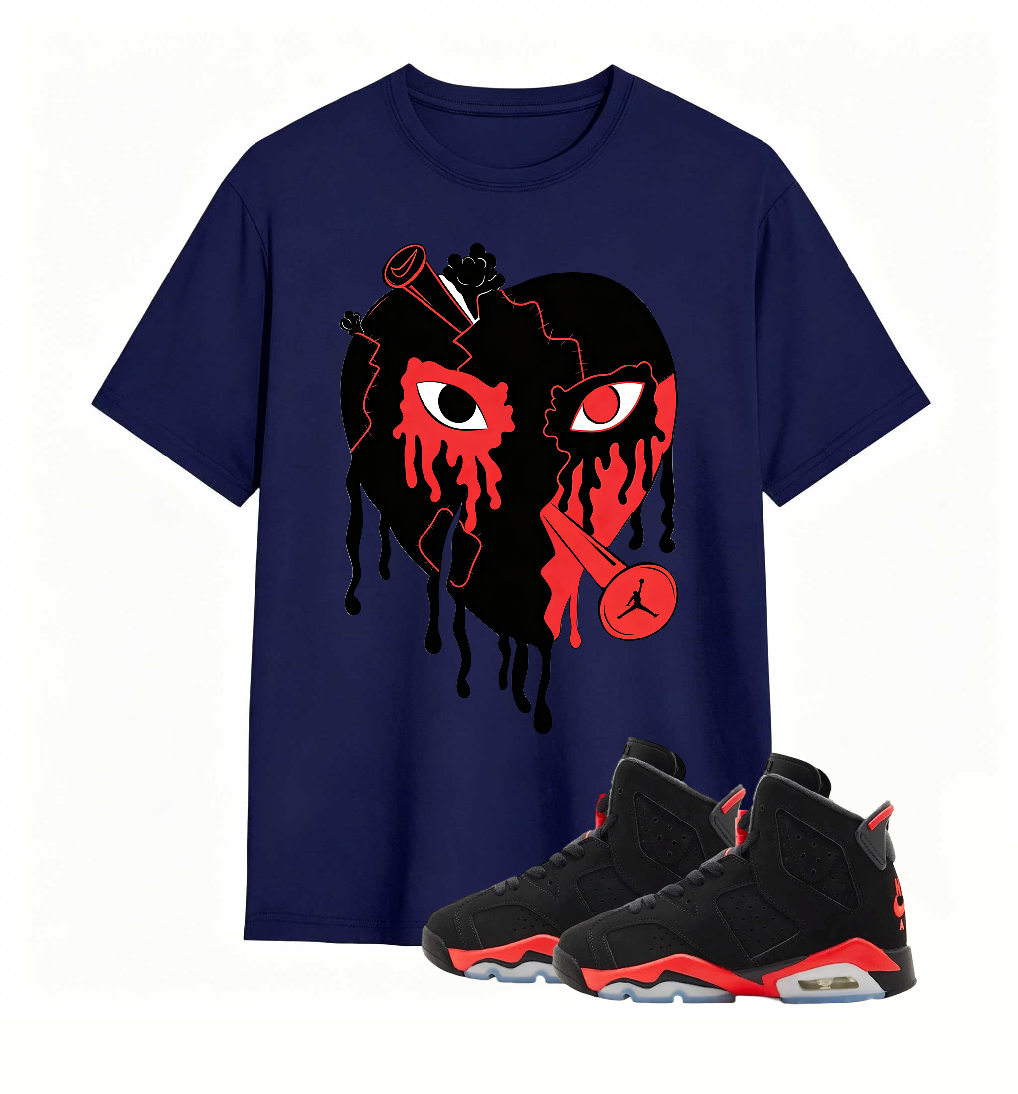 Rebellious Shot Heart Statement tee for Air Jordan 6