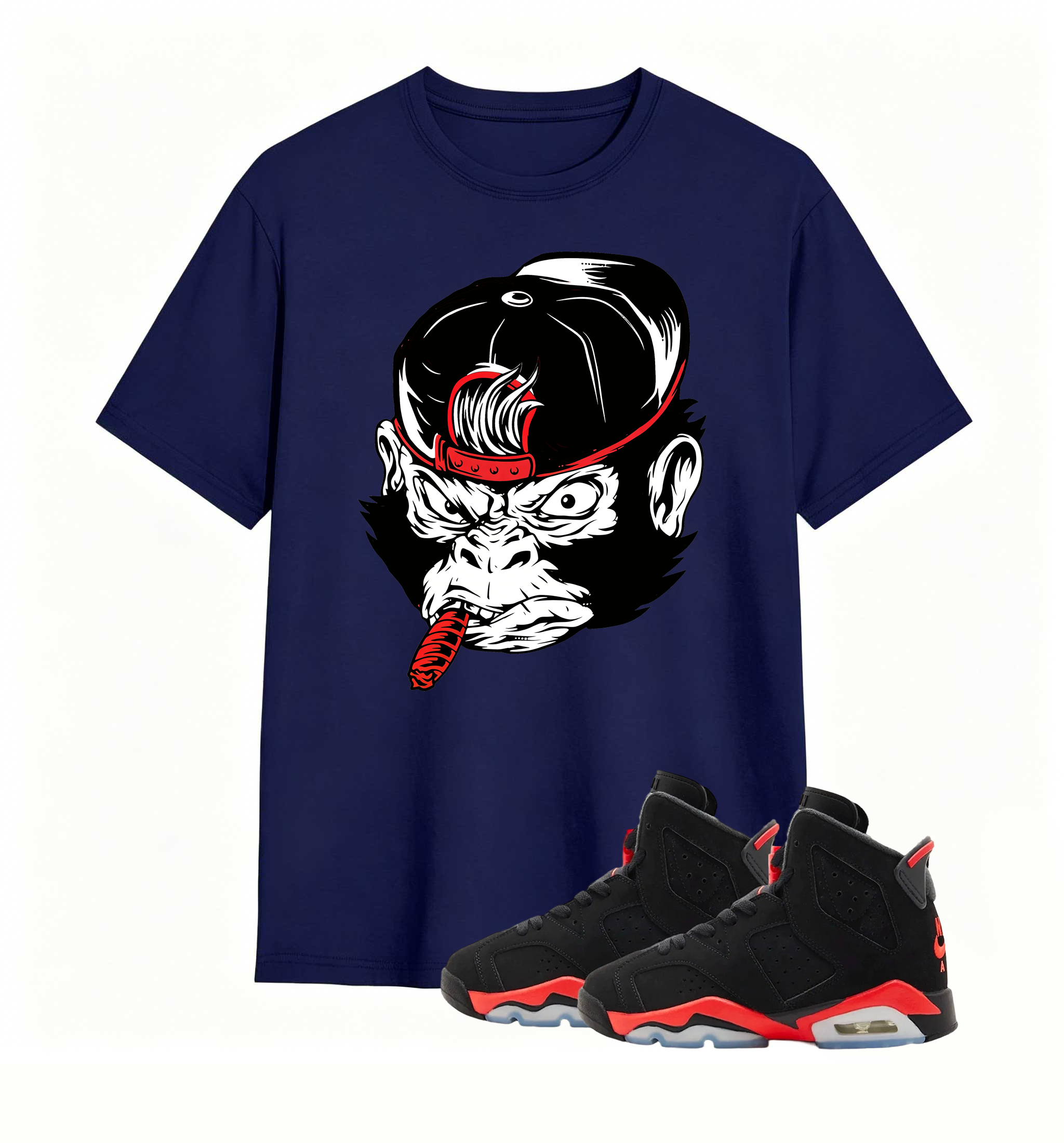 Rebellious Gorilla Art tee designed for Air Jordan 6