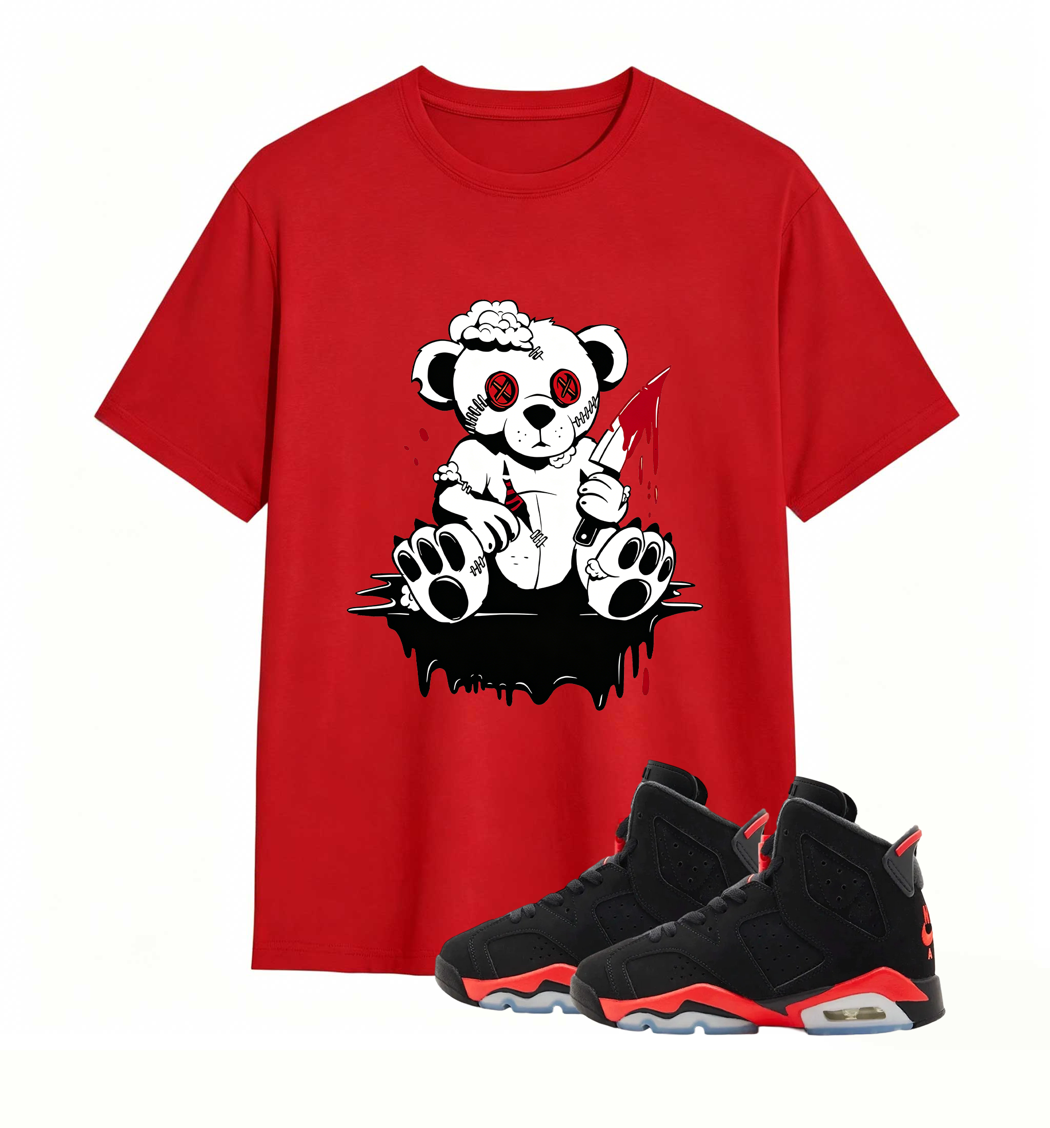 Rebellious Horror Bear statement tee for Air Jordan 6