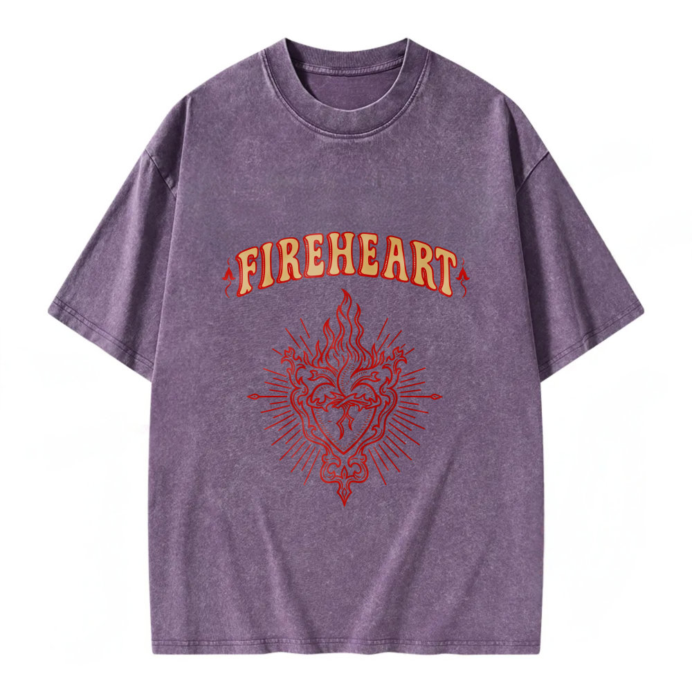 Unisex Washable T-shirt Fireheart Dragon Flame Design Print