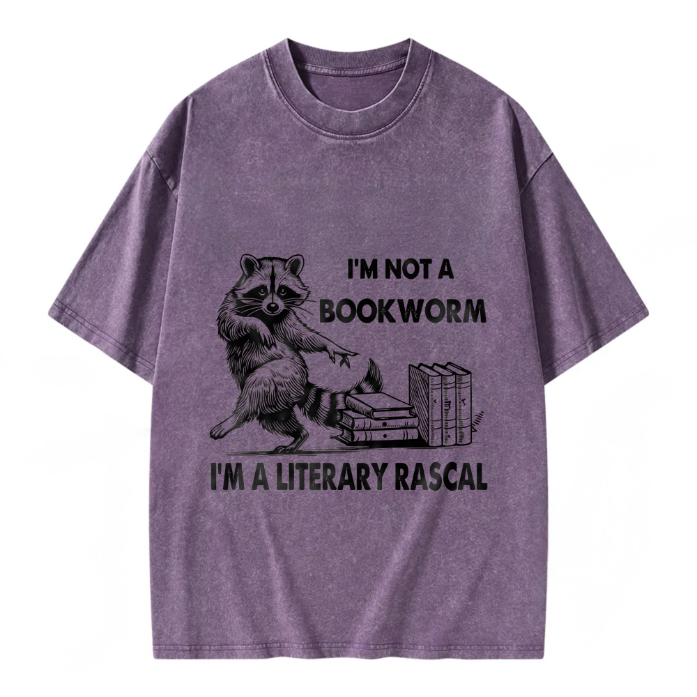 Unisex Washable T-shirt Raccoon With Books And Text