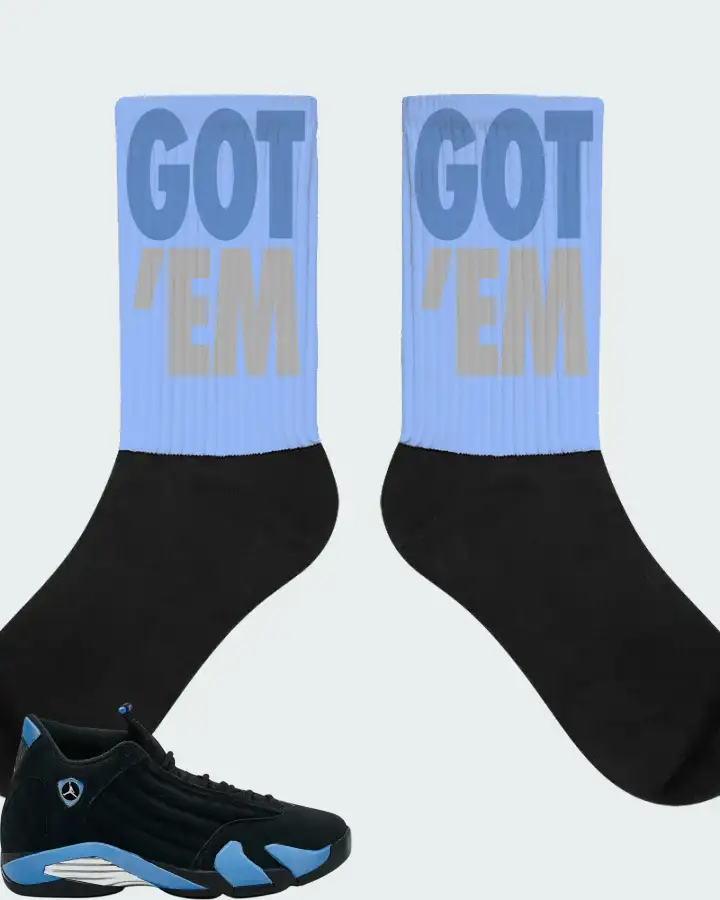 Air Jordan 14 Retro Black University Blue 2026  Sneaker Matching Socks