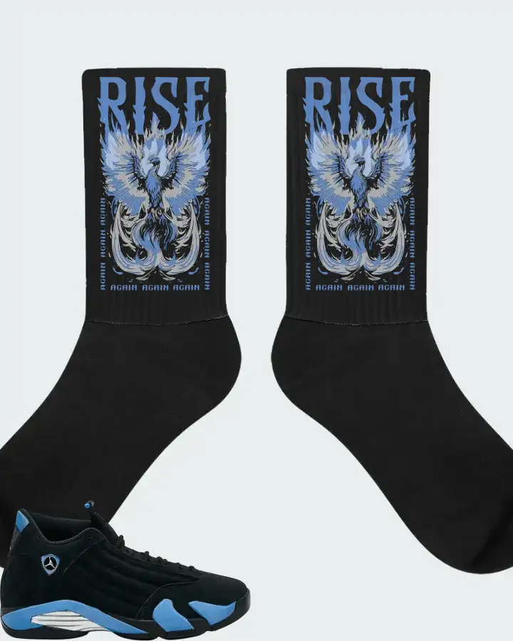 Air Jordan 14 Retro Black University Blue 2026  Sneaker Matching Socks