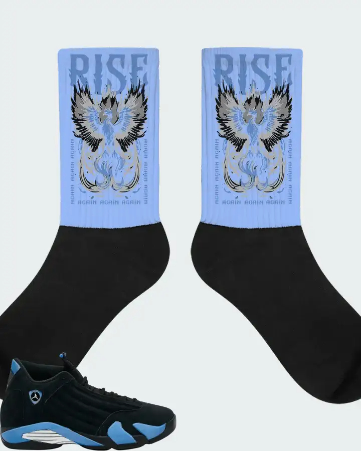 Air Jordan 14 Retro Black University Blue 2026  Sneaker Matching Socks