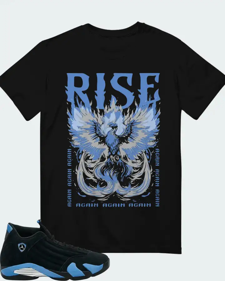 Air Jordan 14 Retro Black University Blue 2026  Sneaker Matching T-Shirt