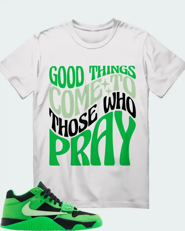 Travis Scott x Air Jordan Jordan Jumpman Jack TR Green Spark  Sneaker Matching T-Shirt