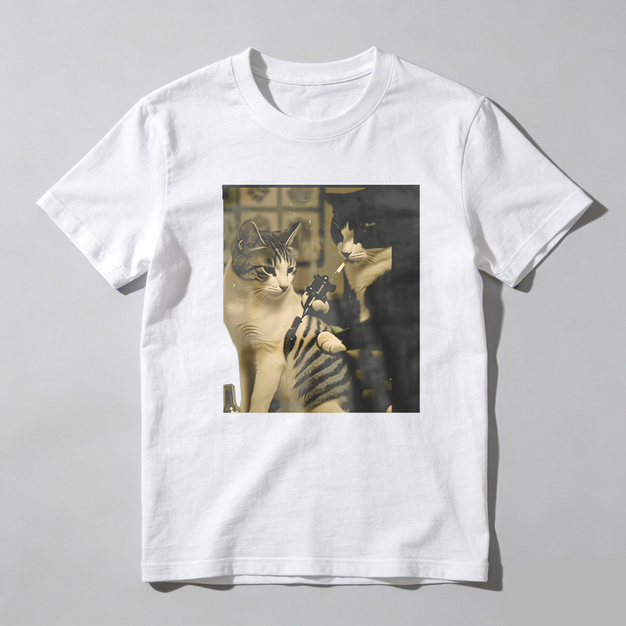 Cat Holding Camera Reflection Mirror tshirt 100% cotton