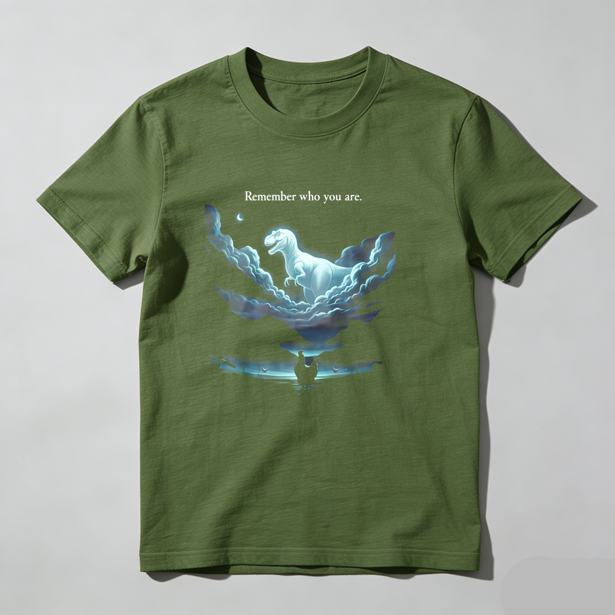 Dragon In Clouds Above Water Reflection tshirt 100% cotton