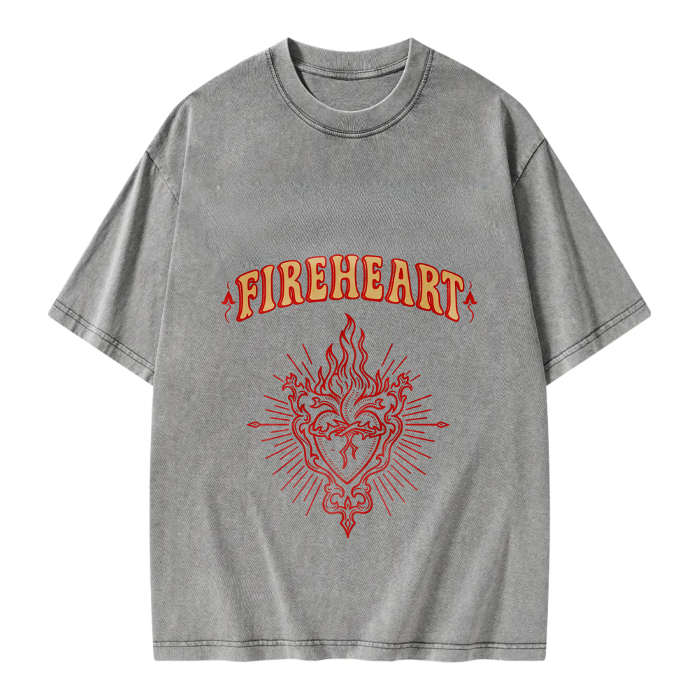 Unisex Washable T-shirt Fireheart Dragon Flame Design Print