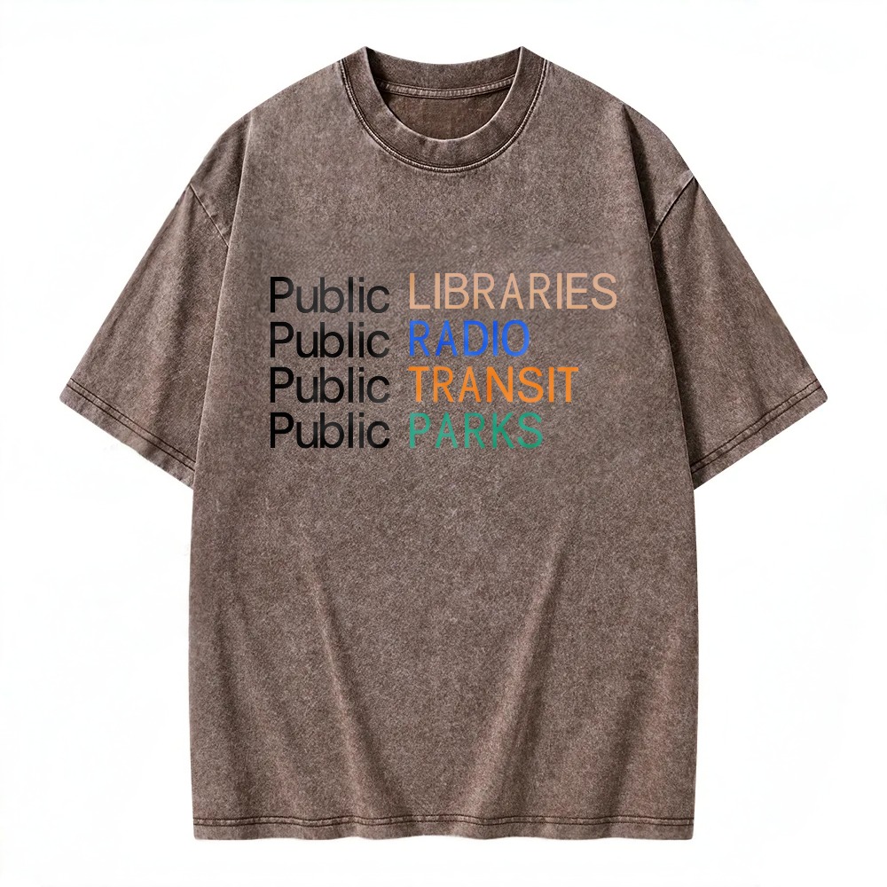 Unisex Washable T-shirt Libraries Radio Transit Parks Public