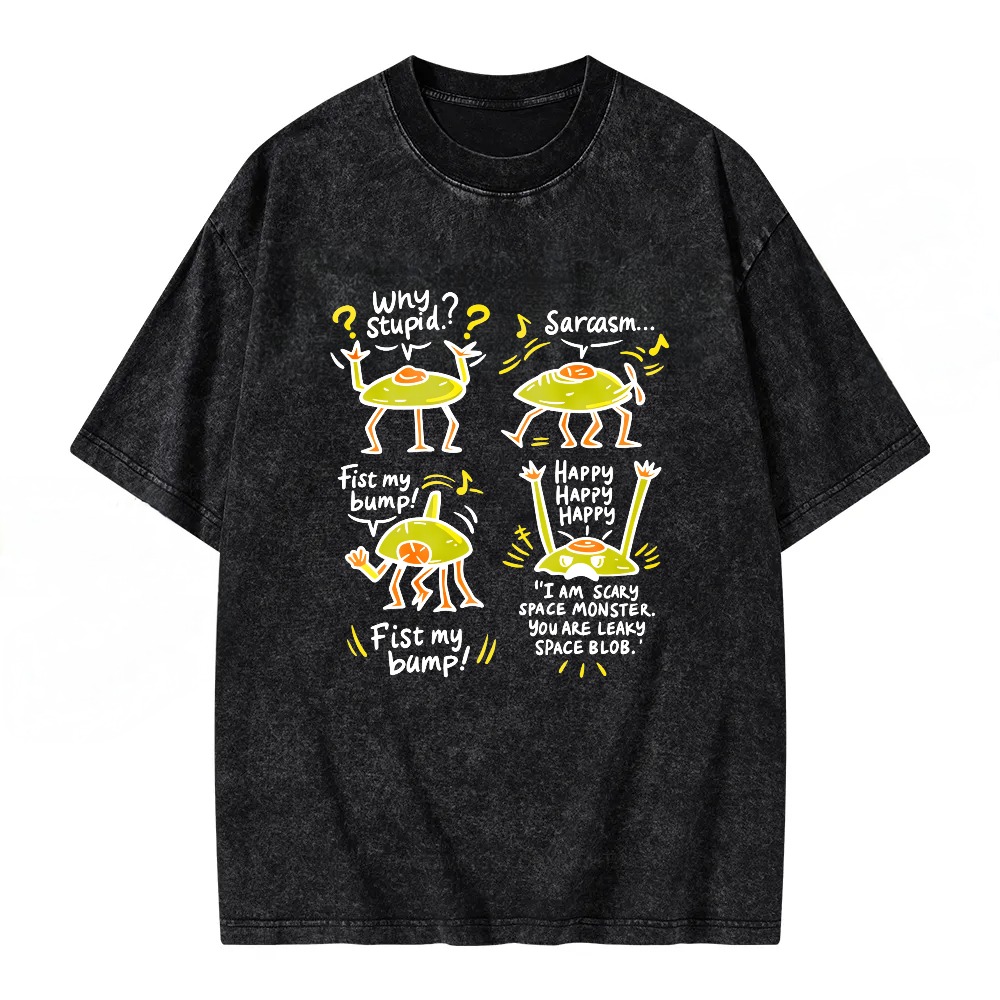 Unisex Washable T-shirt Alien Dance Cartoon Pattern