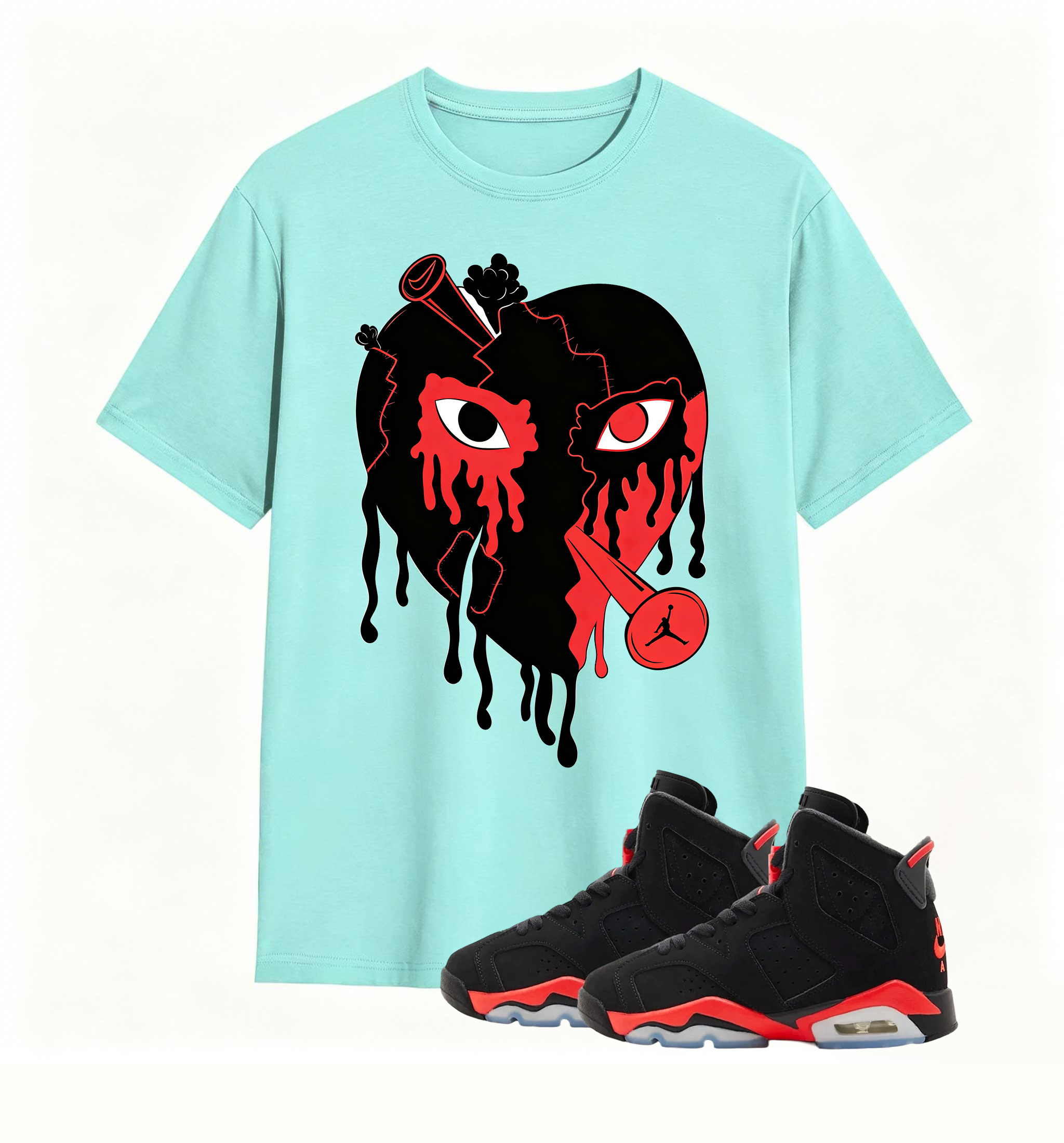Rebellious Shot Heart Statement tee for Air Jordan 6