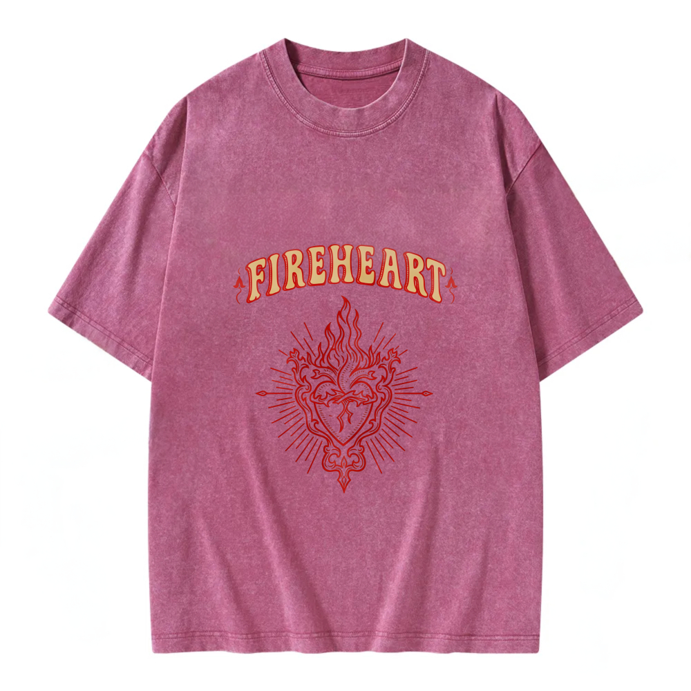 Unisex Washable T-shirt Fireheart Dragon Flame Design Print