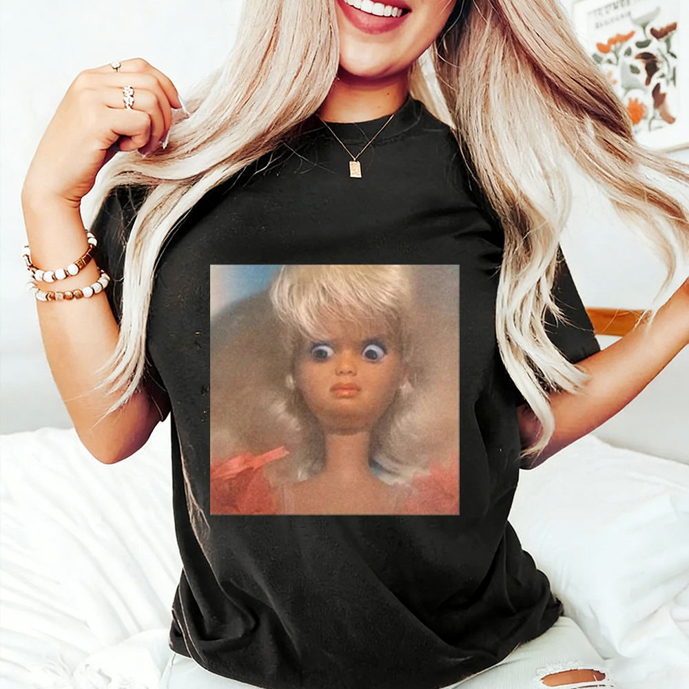 Unique and Fun Doll-Shaped Girl Emoji 100% Cotton Washed T-shirt.
