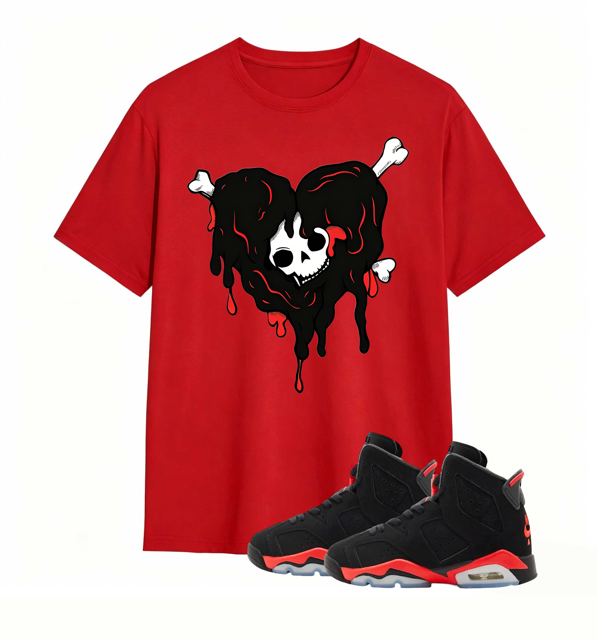 Red Accent Drip Heart Air Jordan 6