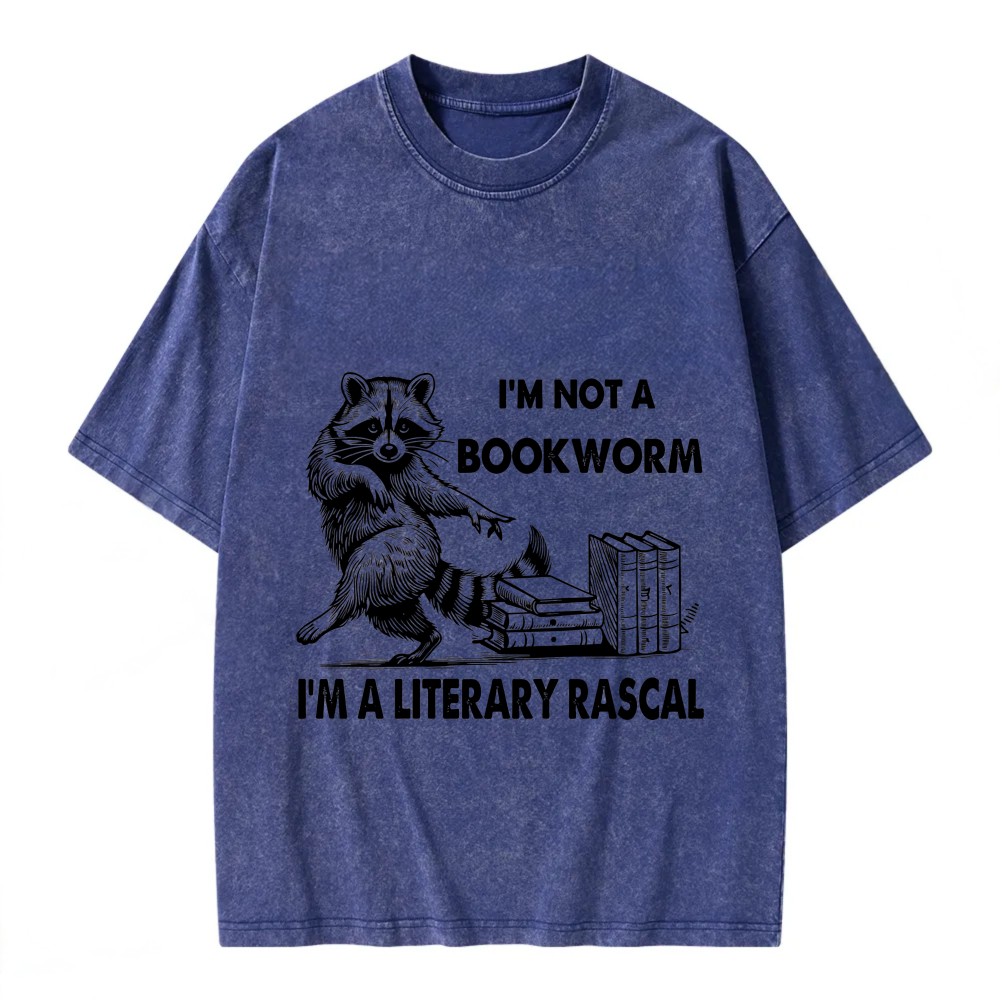 Unisex Washable T-shirt Raccoon With Books And Text
