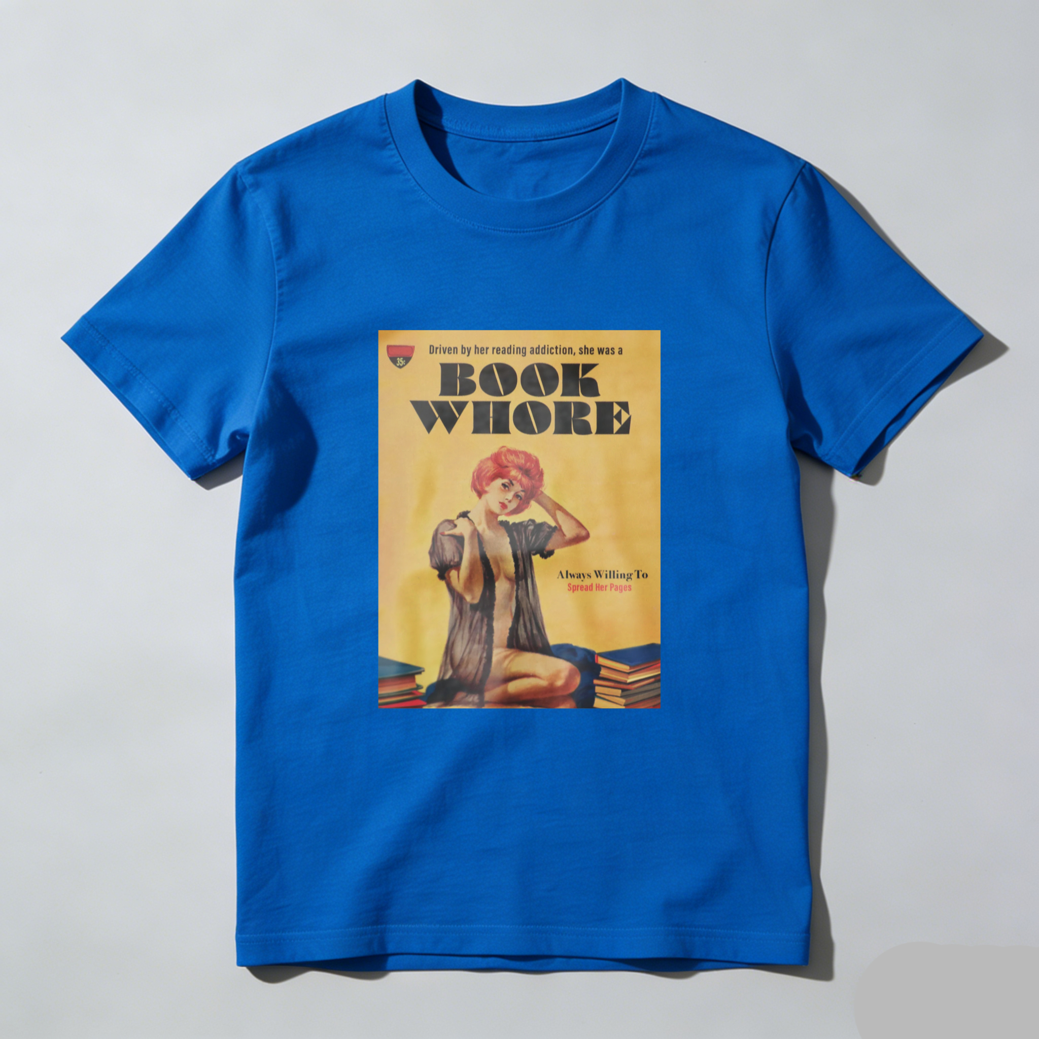 Book Whore Vintage Pinup Reading Scene tshirt 100% cotton