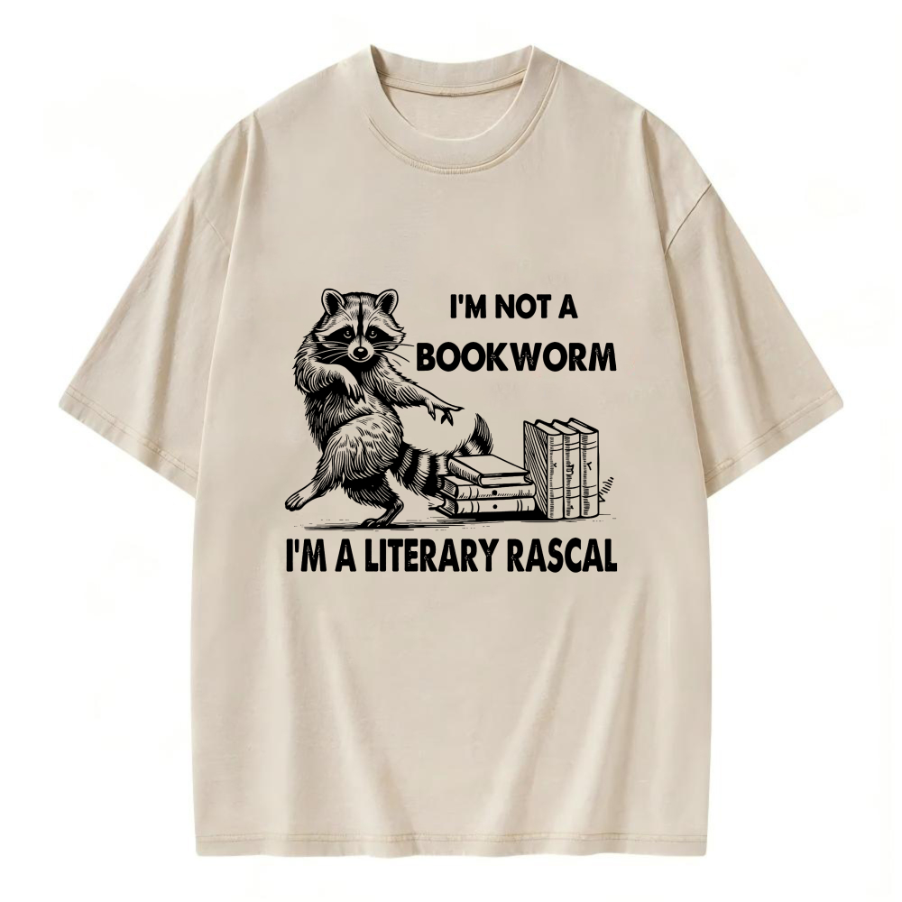 Unisex Washable T-shirt Raccoon With Books And Text