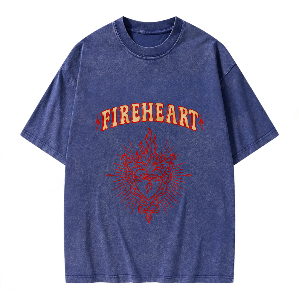 Unisex Washable T-shirt Fireheart Dragon Flame Design Print