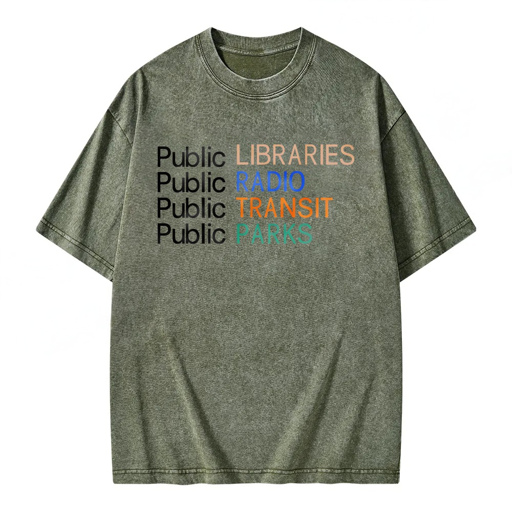 Unisex Washable T-shirt Libraries Radio Transit Parks Public