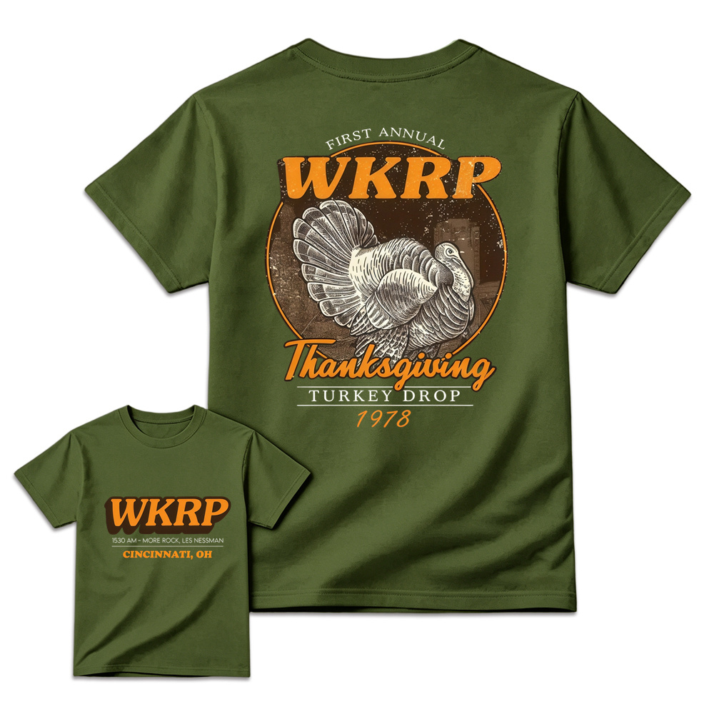 First Annual Wkrp Turkey Drop Two Sides T-shirt, Thanksgiving Wkrp  Vintage Tee, Graphic Streetwear Tee