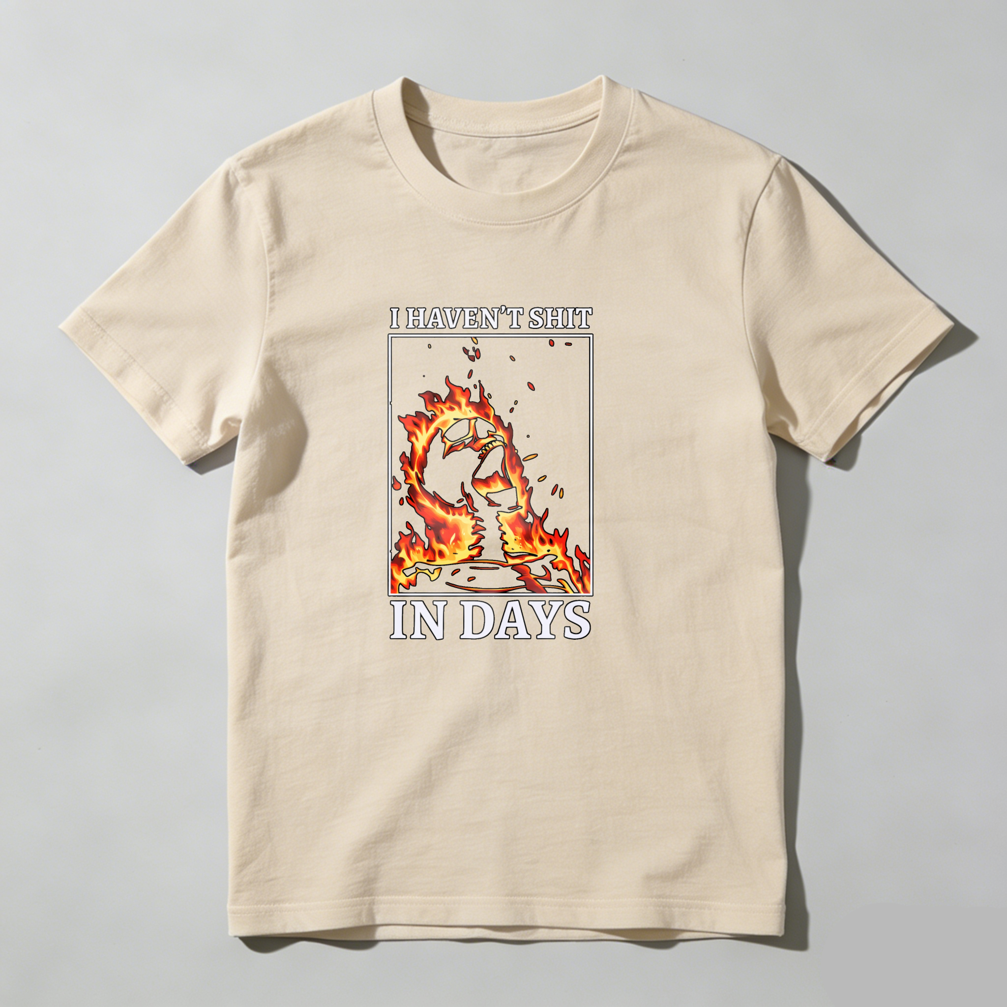 I Haven't Shit In Days Fire Skeleton tshirt 100% cotton