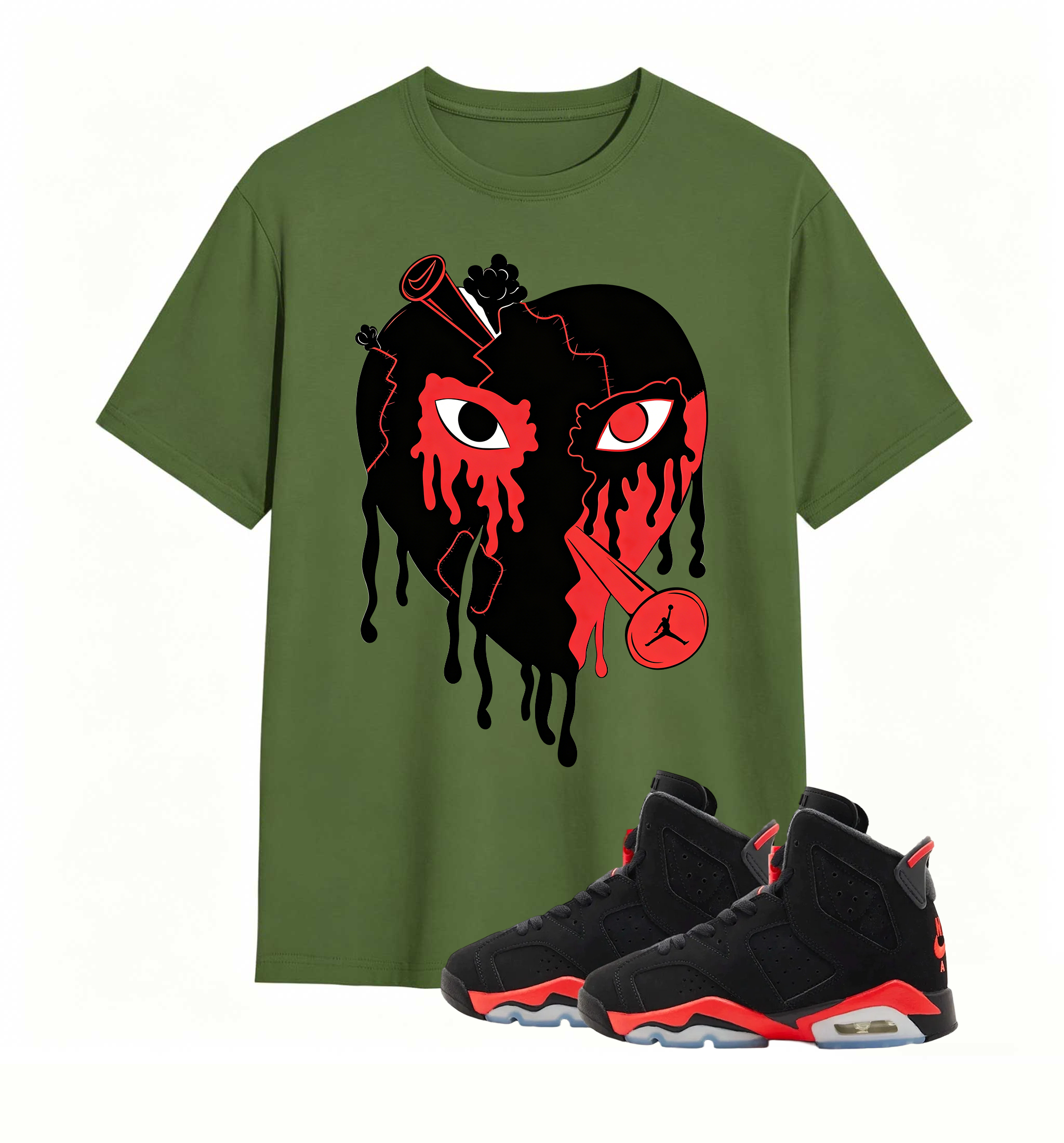 Rebellious Shot Heart Statement tee for Air Jordan 6