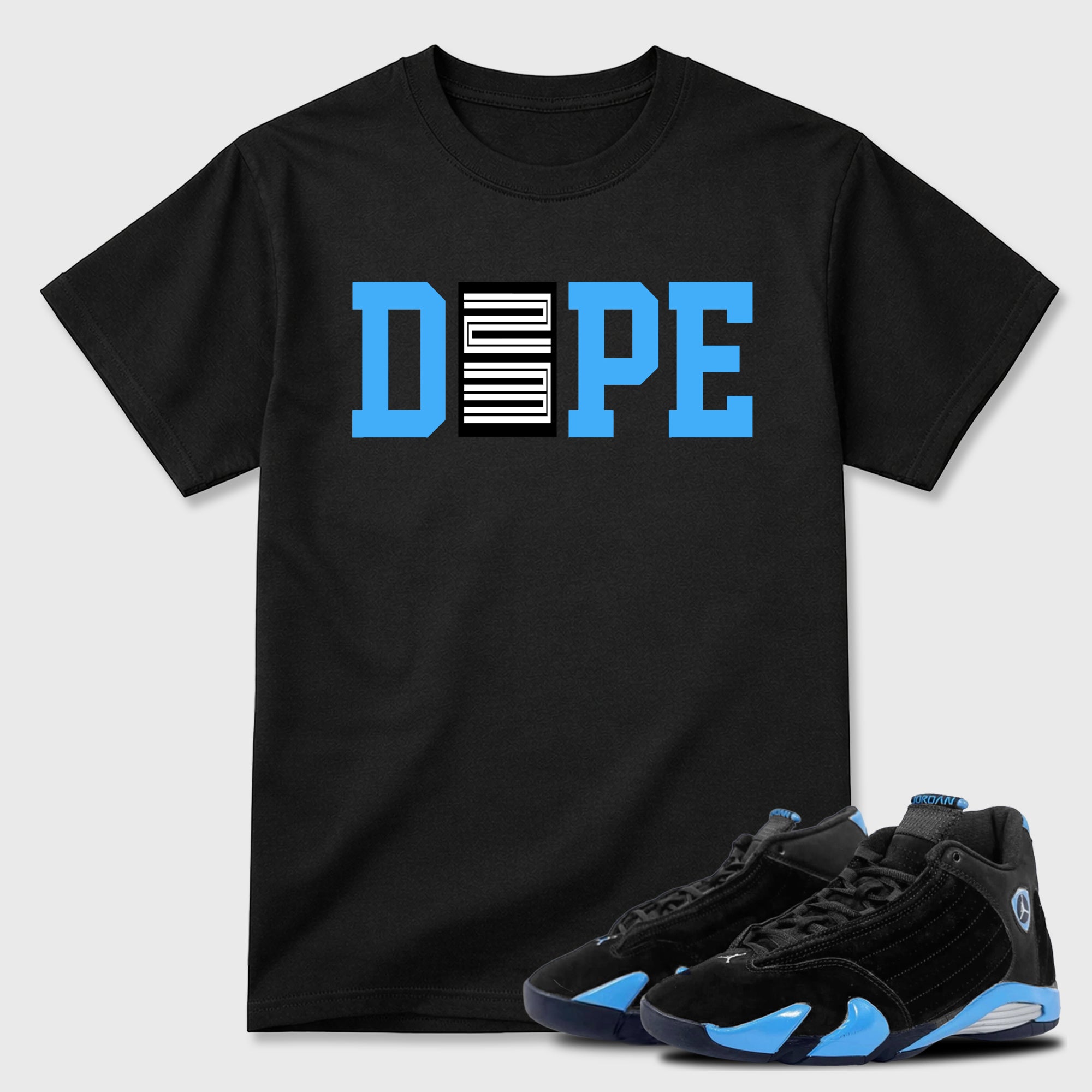 Dope 23  Sneaker Tees - Air Jordan 14 University Blue