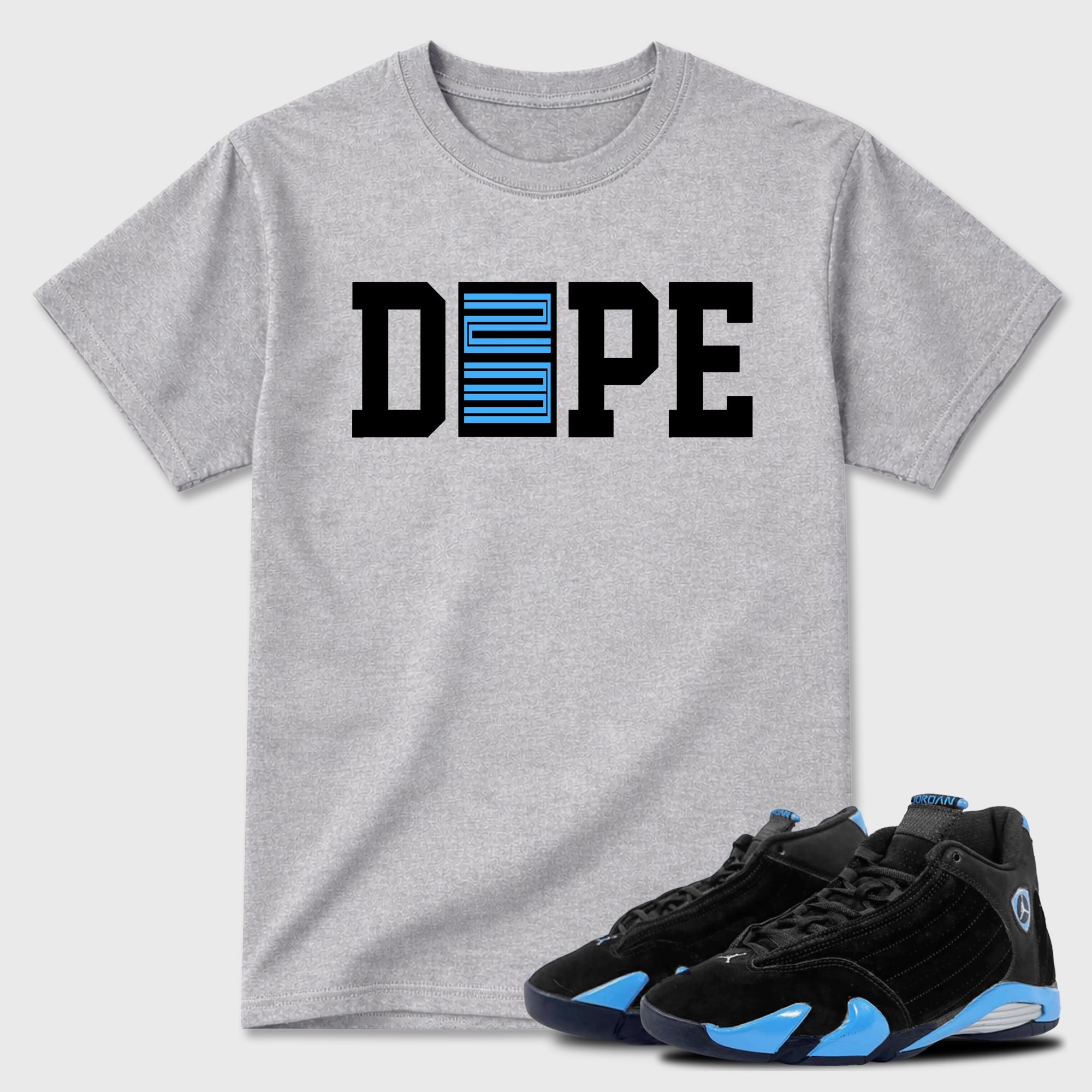 Dope 23  Sneaker Tees - Air Jordan 14 University Blue