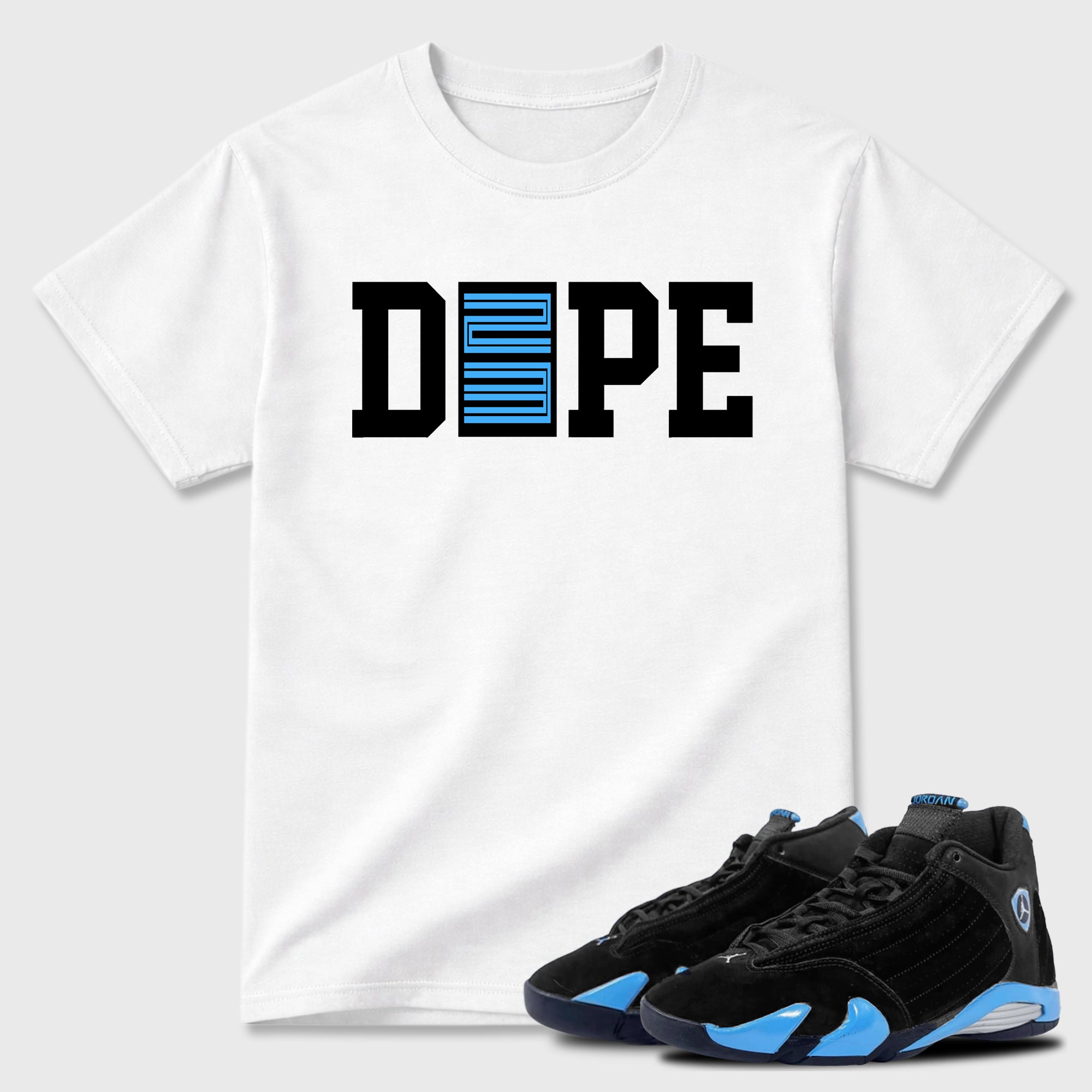 Dope 23  Sneaker Tees - Air Jordan 14 University Blue