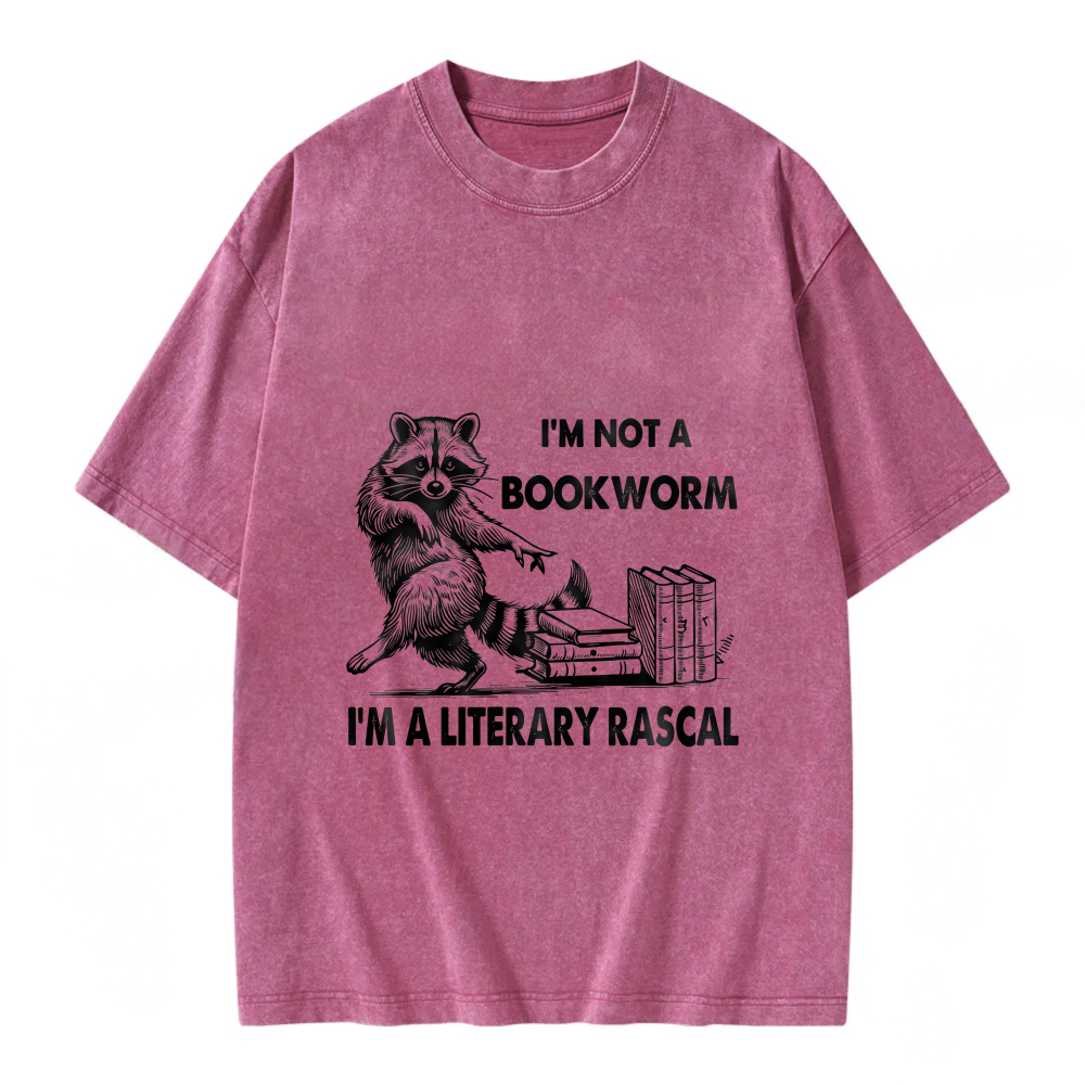 Unisex Washable T-shirt Raccoon With Books And Text