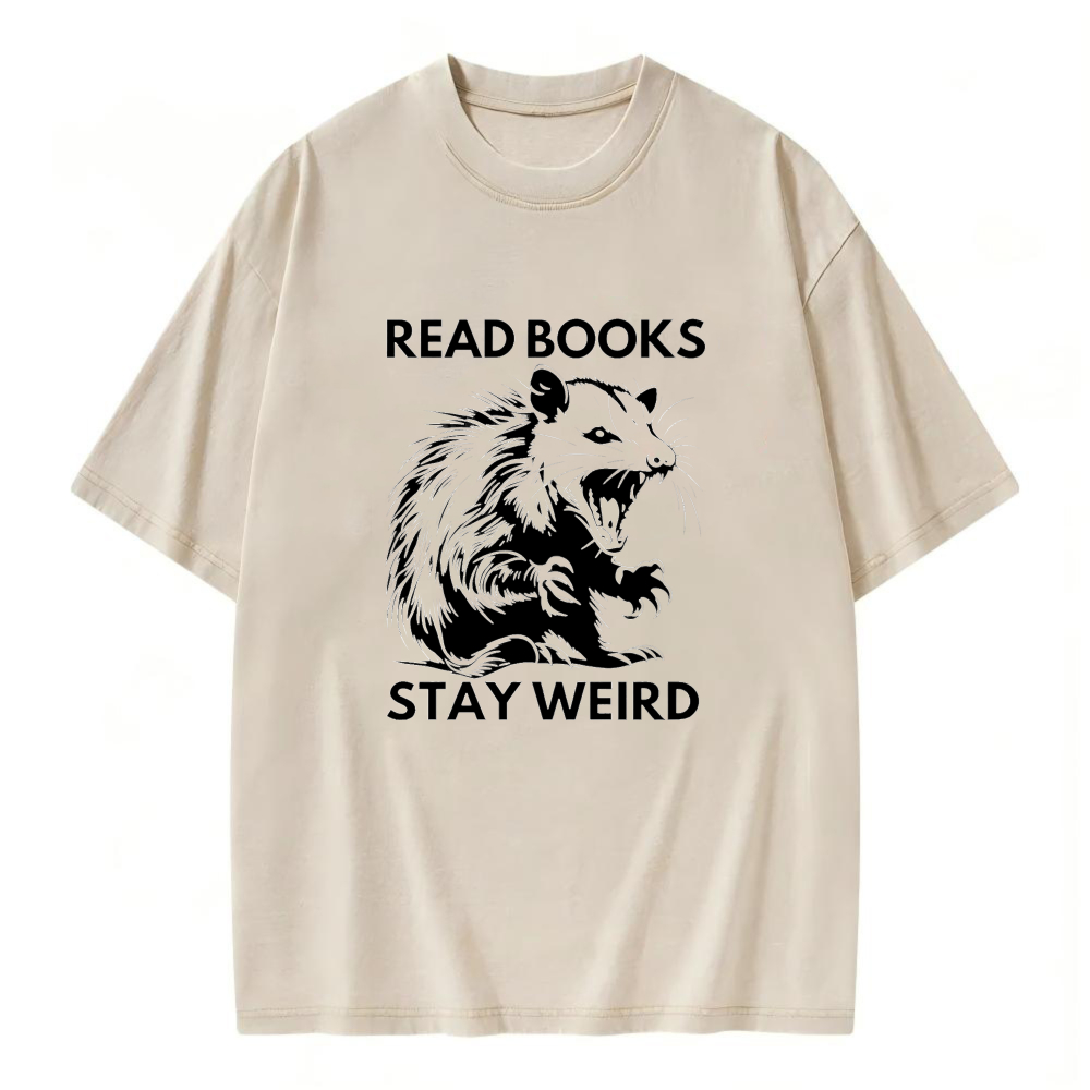 Unisex Washable T-shirt Read Books Stay Weird Rat