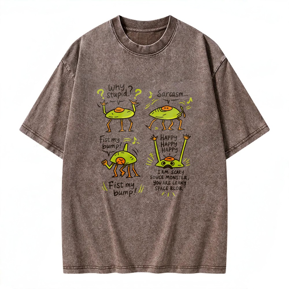 Unisex Washable T-shirt Alien Dance Cartoon Pattern