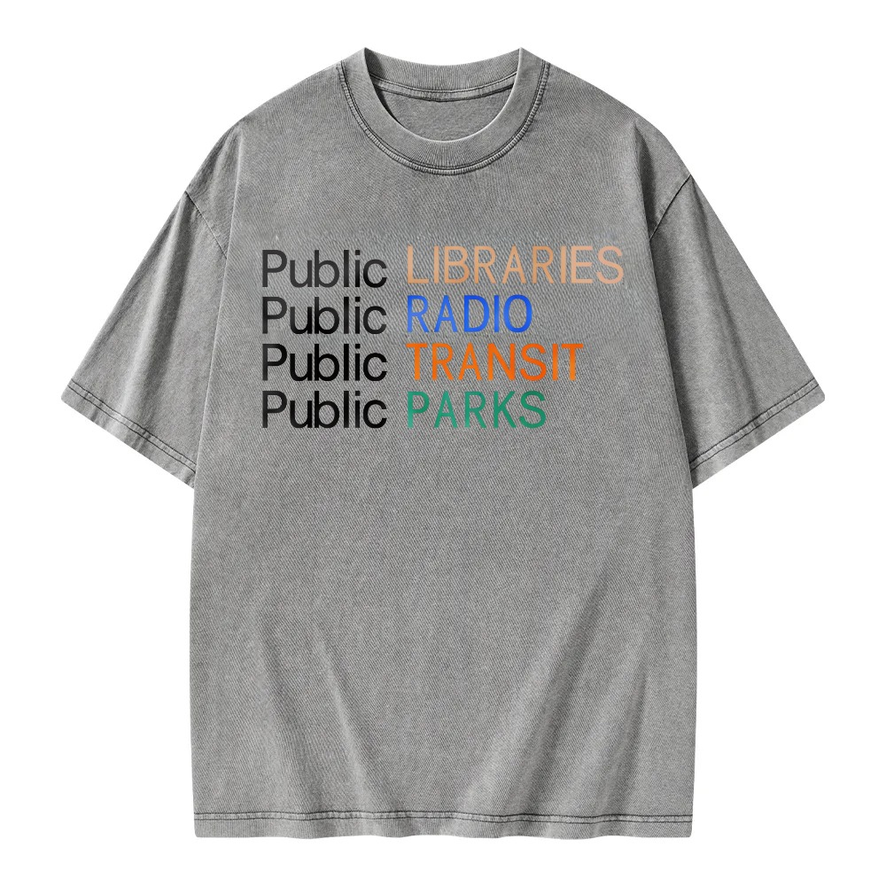 Unisex Washable T-shirt Libraries Radio Transit Parks Public