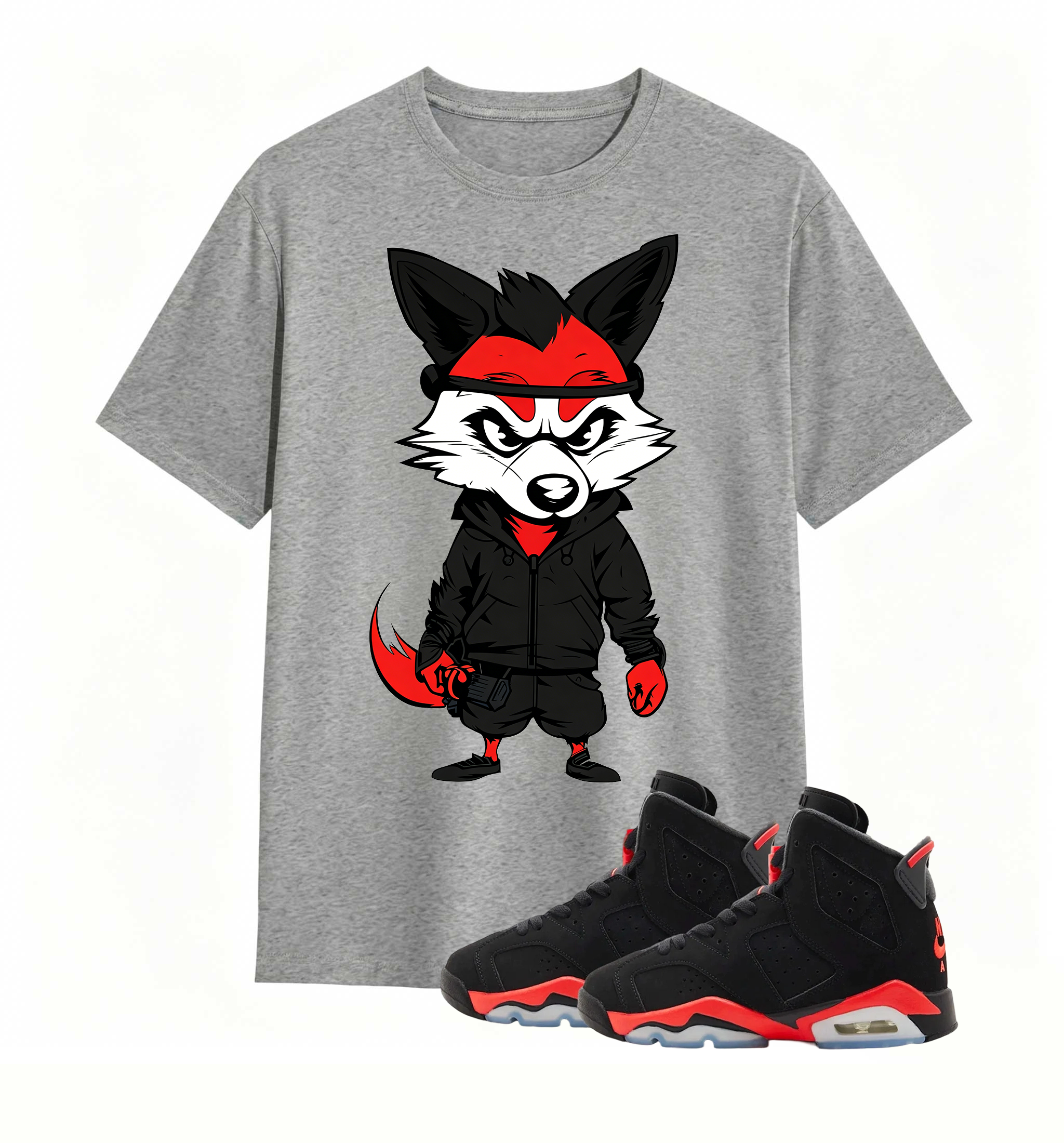 Red Black Fox Print Jordan 6 Flex