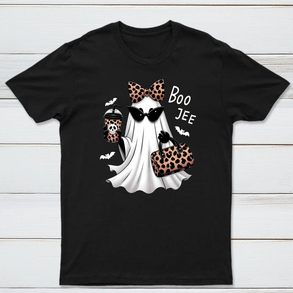 Boo-Jee Leopard Ghost Funny Fall Halloween T-Shirt
