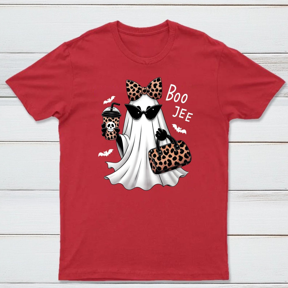 Boo-Jee Leopard Ghost Funny Fall Halloween T-Shirt