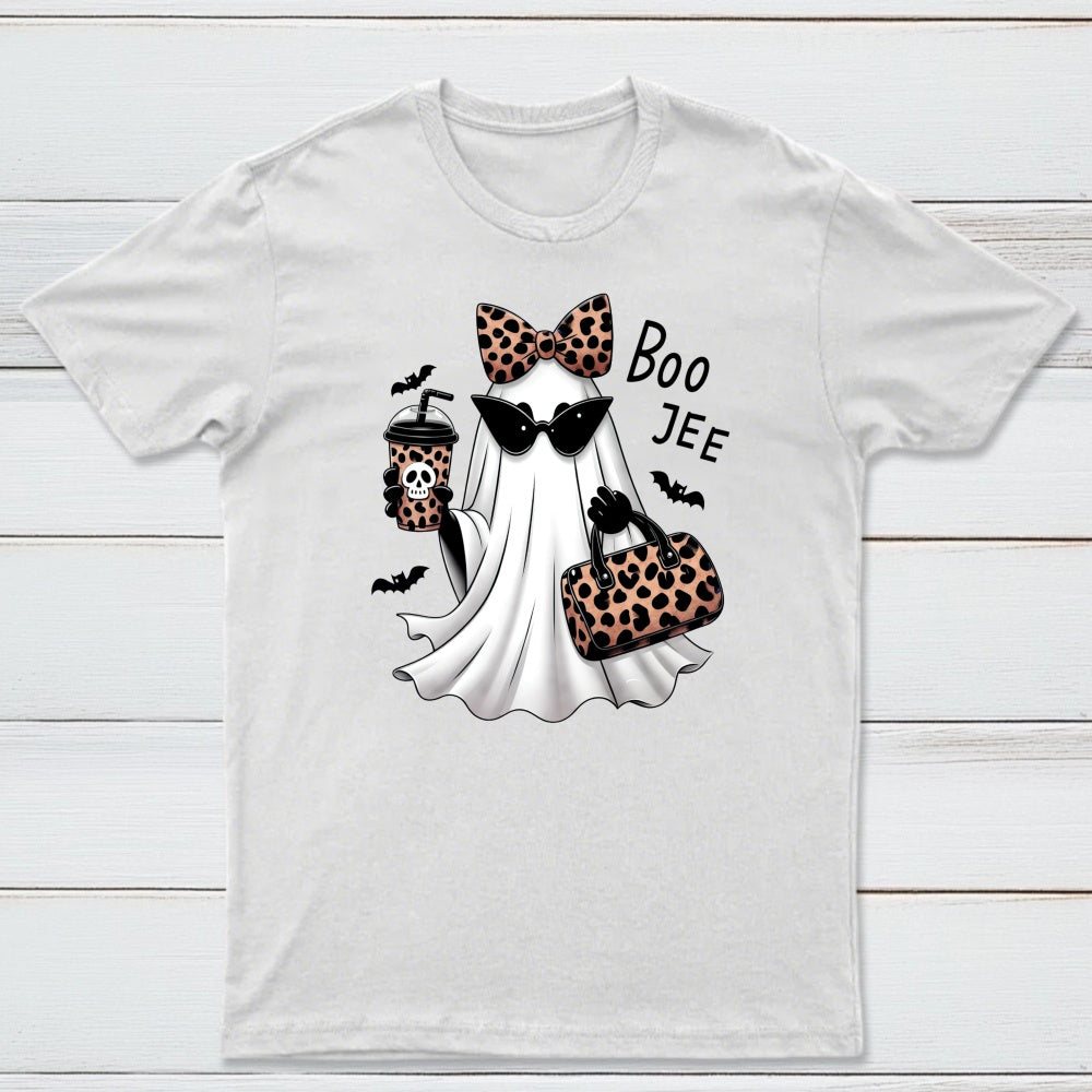 Boo-Jee Leopard Ghost Funny Fall Halloween T-Shirt