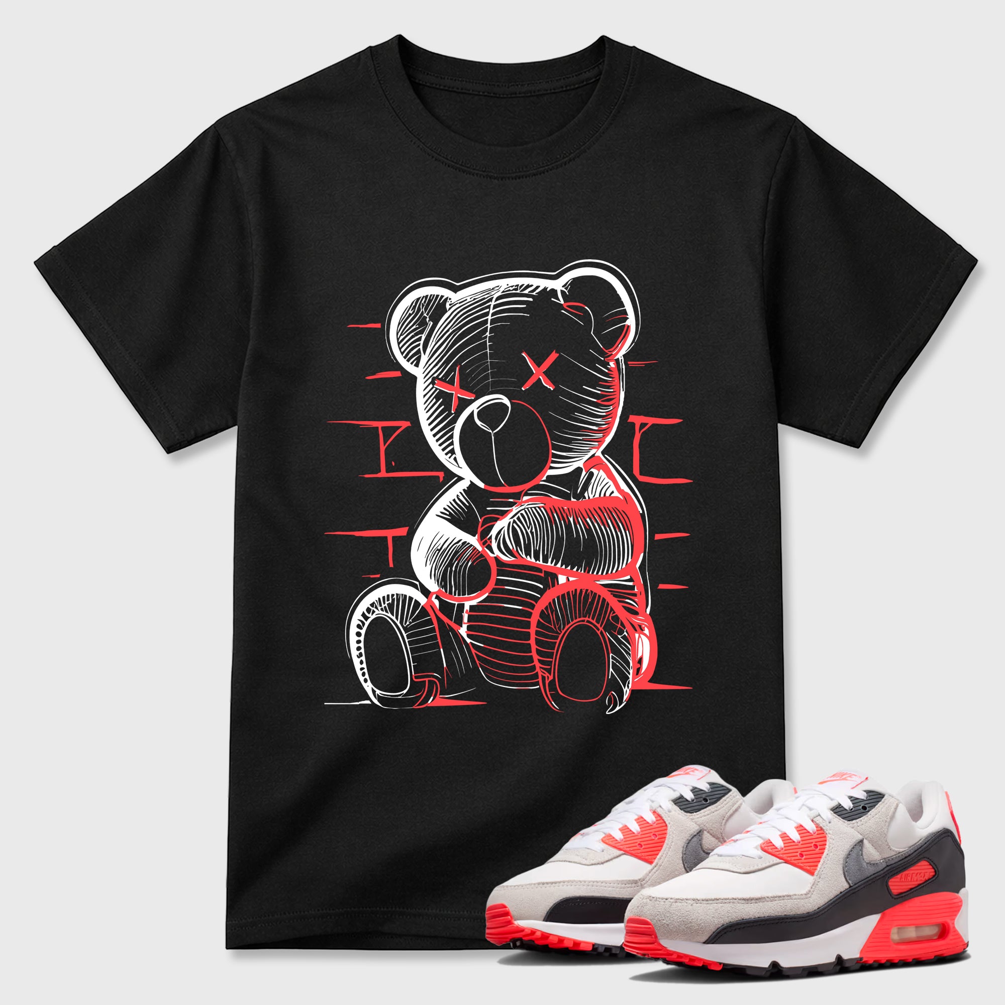 Neon Bear Sneaker Tees - Air Max 90 Infrared