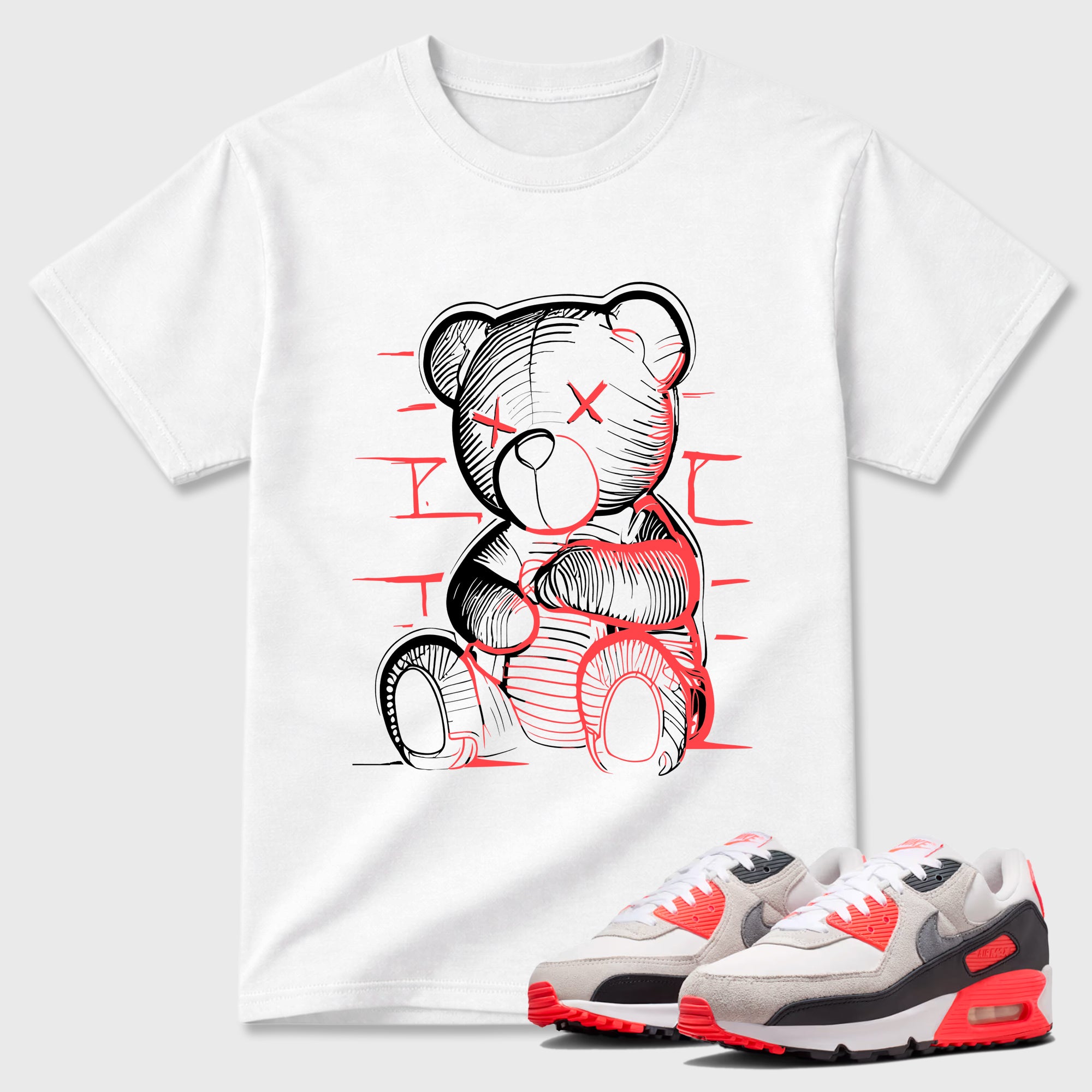 Neon Bear Sneaker Tees - Air Max 90 Infrared