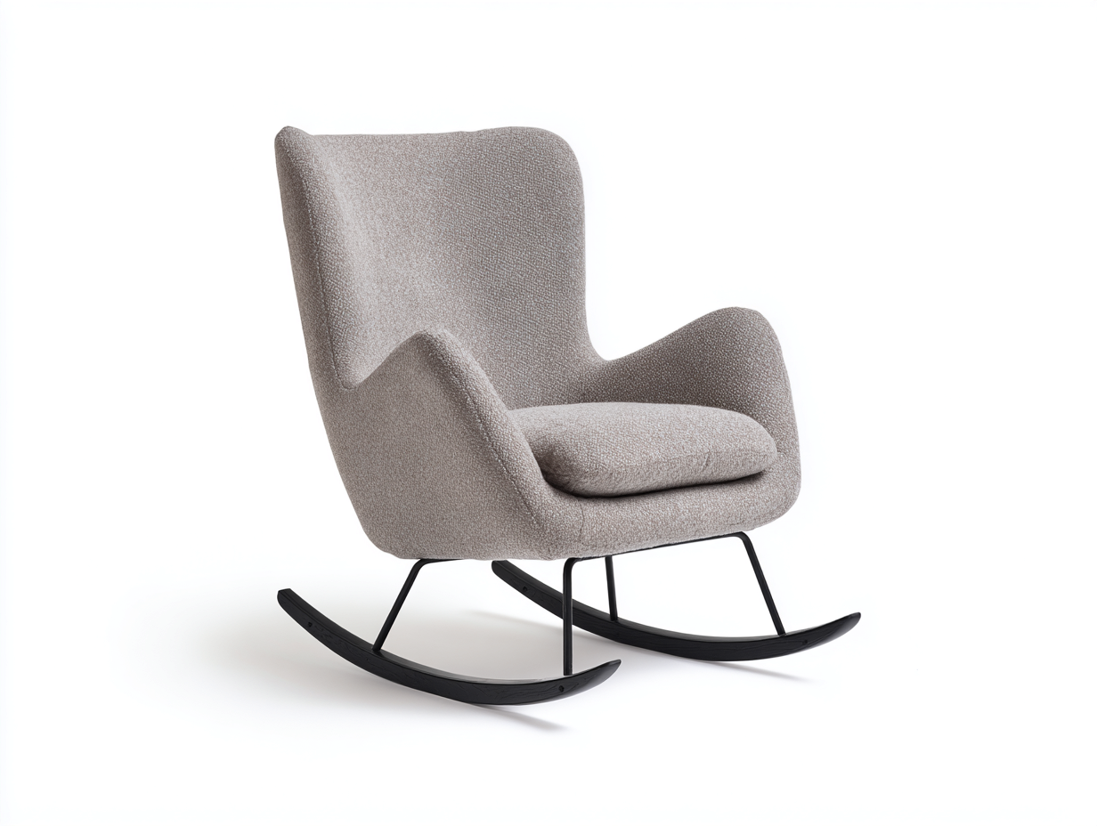 Sedia a dondolo in tessuto 82x88x102 cm - grigio chiaro-nero - design moderno per soggiorno-Casagobay