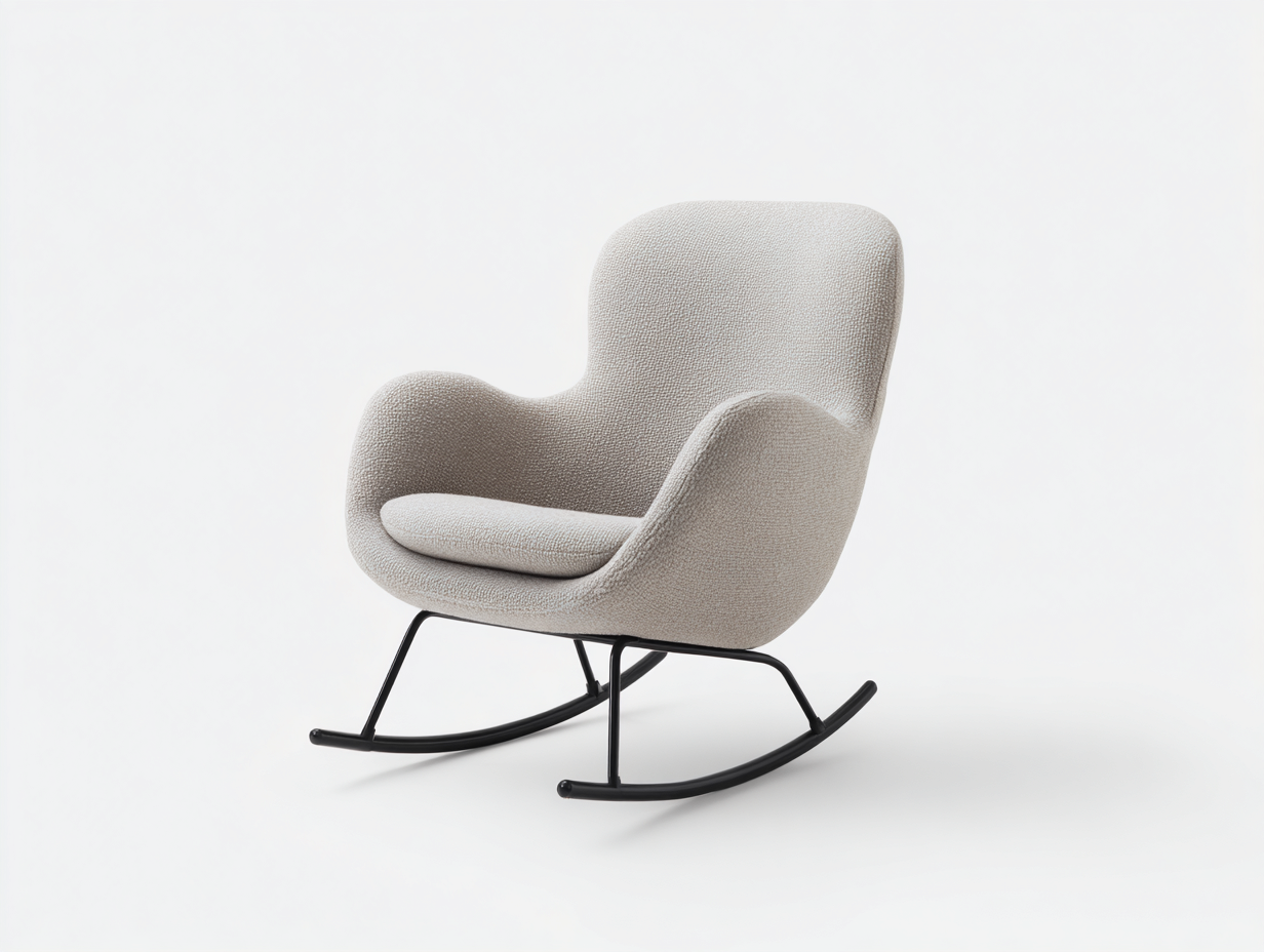 Sedia a dondolo imbottita in tessuto 78x85x95 cm - beige-nero - stile moderno per soggiorno-Casagobay