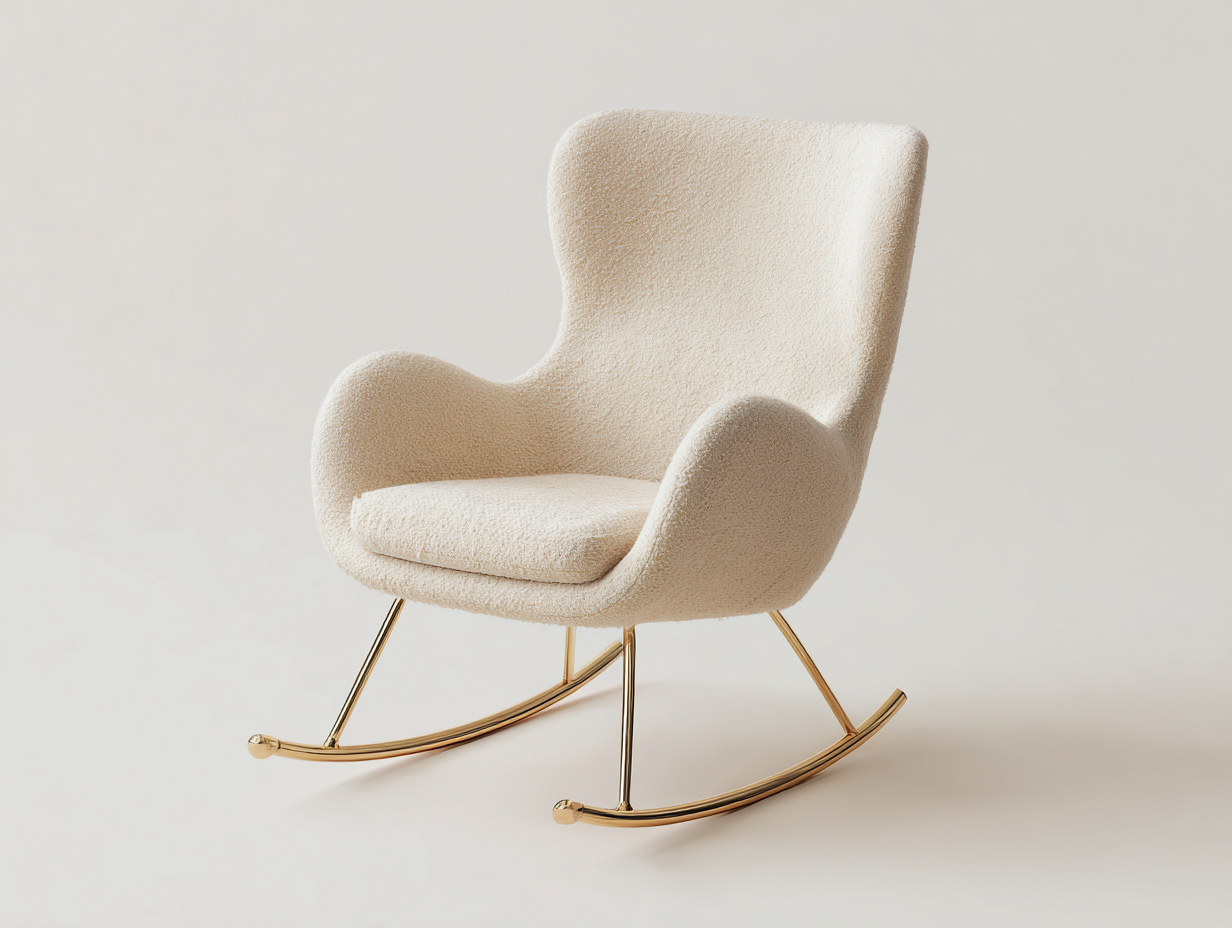 Sedia a dondolo in tessuto 80x85x105 cm - beige-oro - design elegante per soggiorno-Casagobay