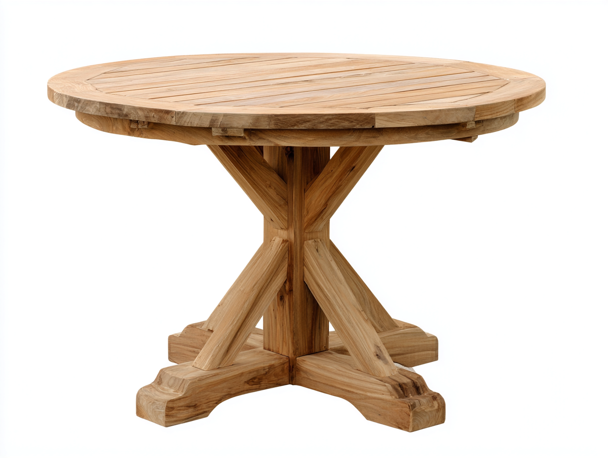 Tavolo da giardino rotondo in legno massello 120x120x75 cm - naturale - stile classico-Casagobay